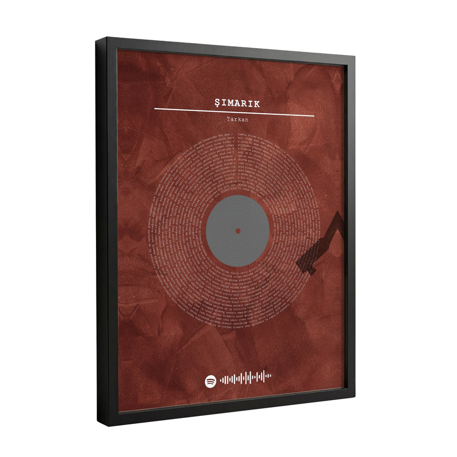 Kızıl Stüdyo Spotify Plak Tablosu – Siyah Çerçeve, Kişiye Özel Şarkı Sözlü Poster