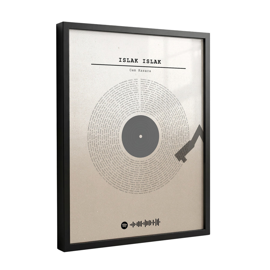 Krem Tuval Spotify Plak Tablosu – Siyah Çerçeve, Kişiye Özel Şarkı Sözlü Poster