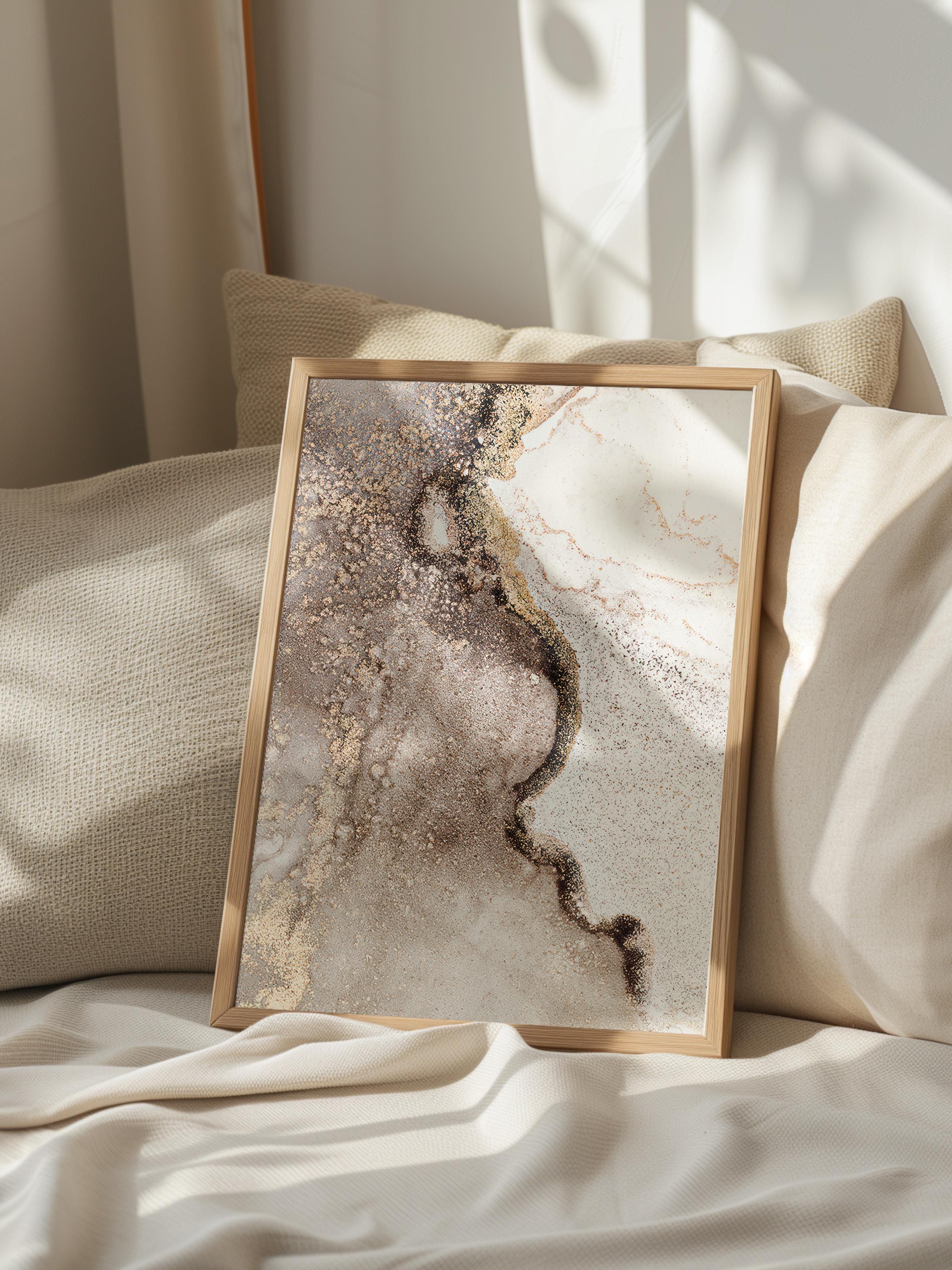 Abstract Beige Marble Ahşap Çerçeveli Tablo, Duvar Tablosu Comfort Serisi NO:108427