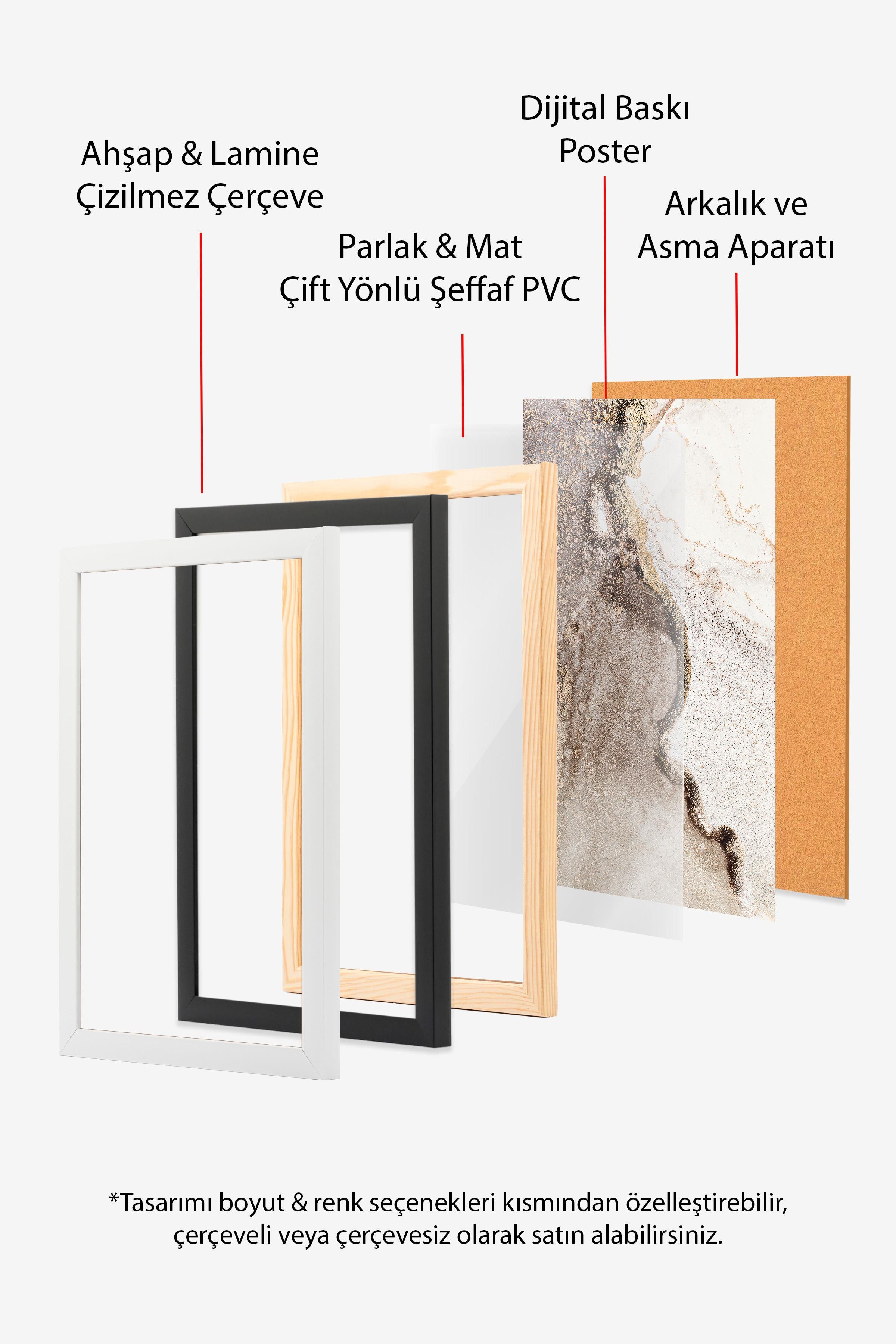 Abstract Beige Marble Ahşap Çerçeveli Tablo, Duvar Tablosu Comfort Serisi NO:108427