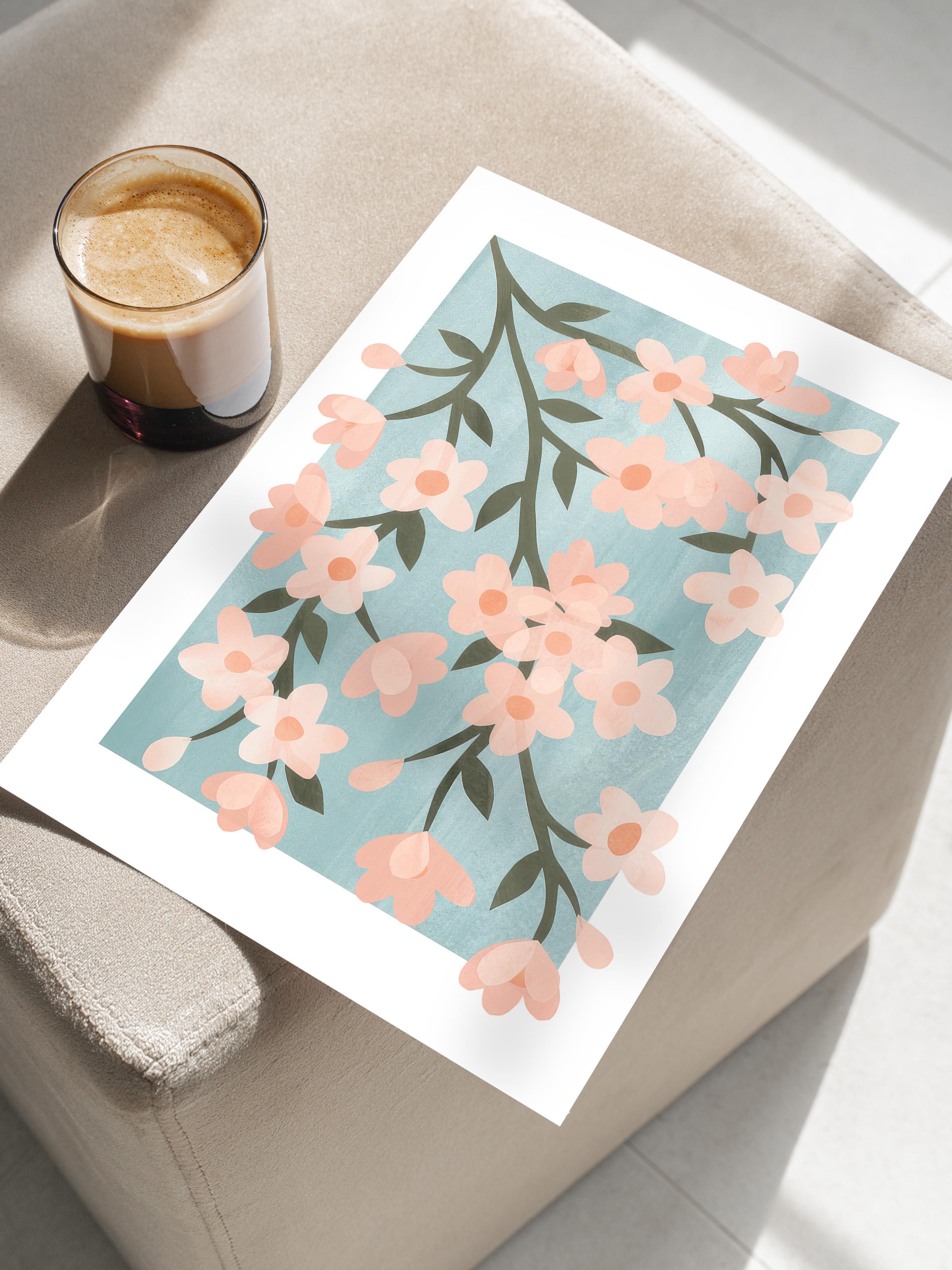 Abstract Cherry Blossom Poster, Dikey Duvar Tablosu Comfort Serisi NO:108524