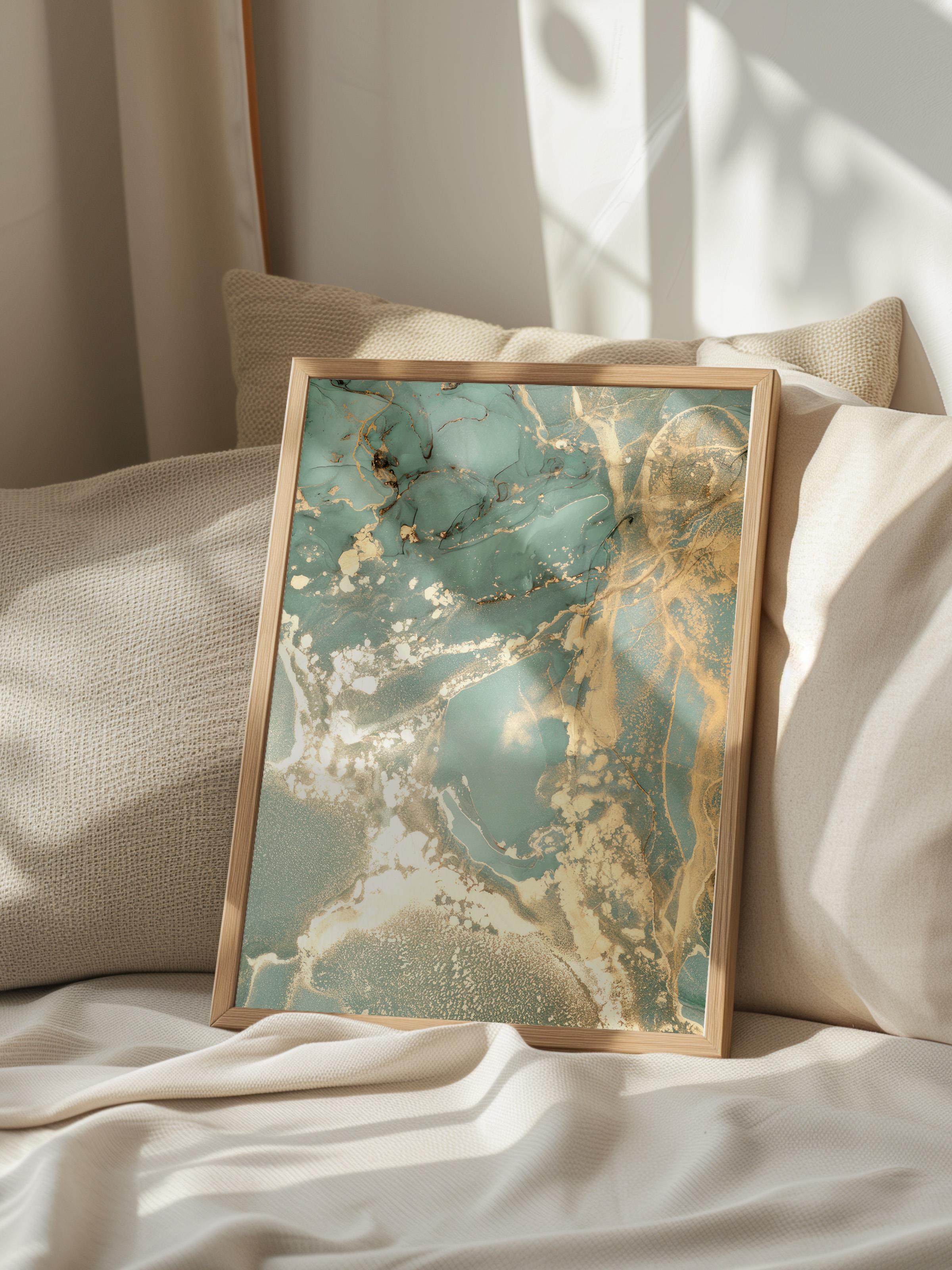 Abstract Green Marble No1 Ahşap Çerçeveli Tablo, Duvar Tablosu Comfort Serisi NO:108452