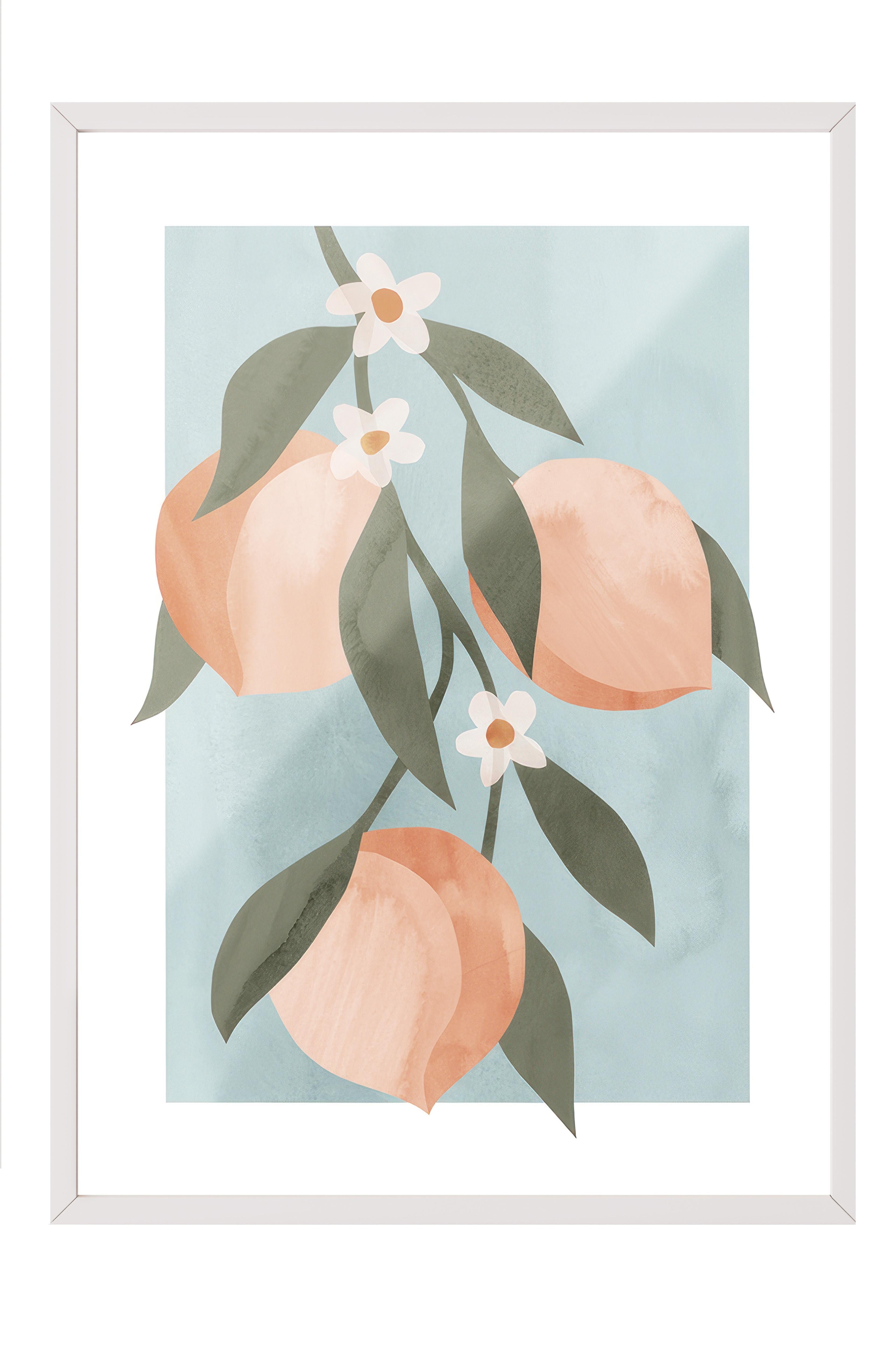 Abstract Peach Branch Beyaz Çerçeveli Tablo, Duvar Tablosu Comfort Serisi NO:108523