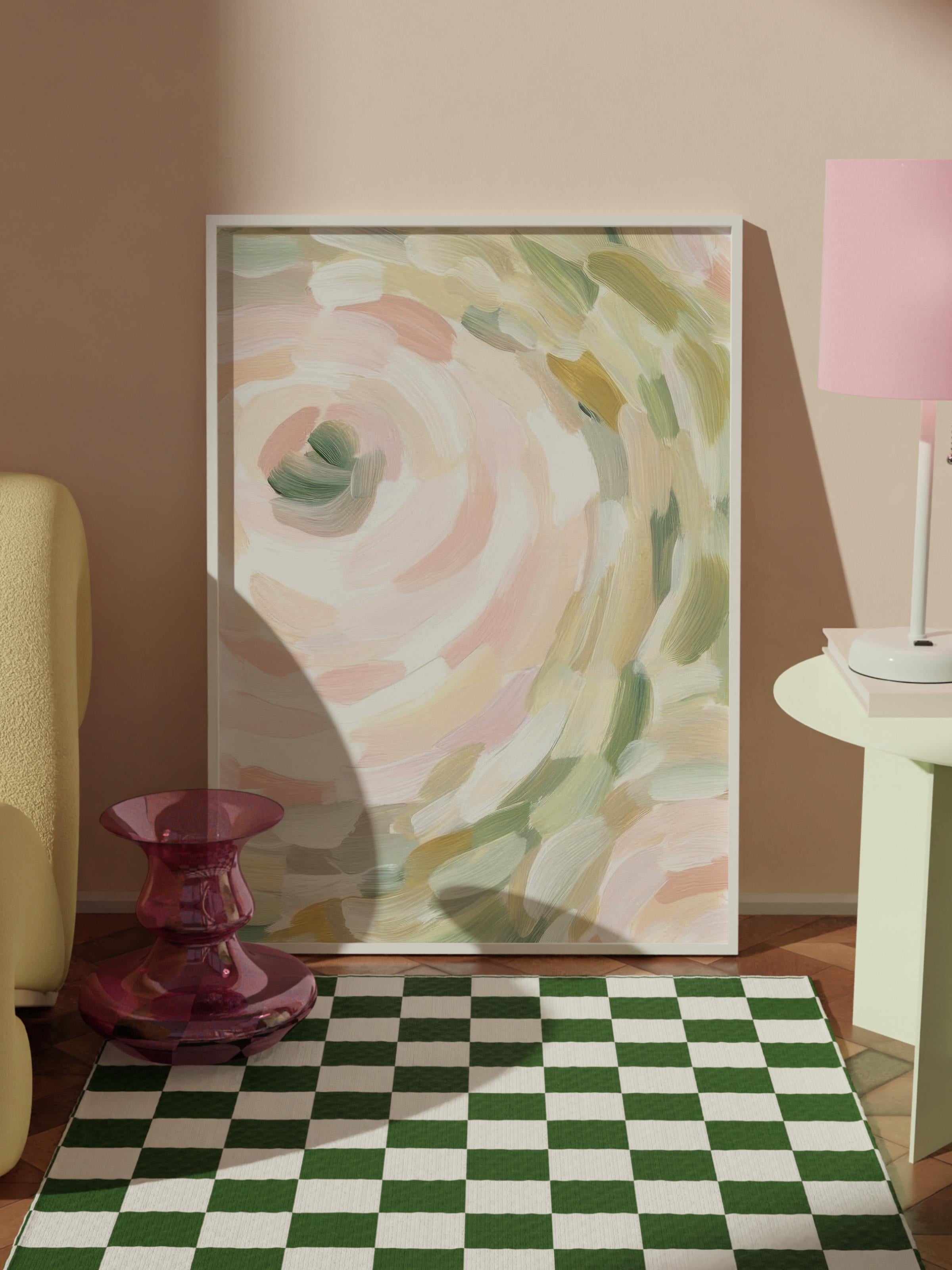 Abstract Spring Flowers Beyaz Çerçeveli Tablo, Duvar Tablosu Comfort Serisi NO:108546