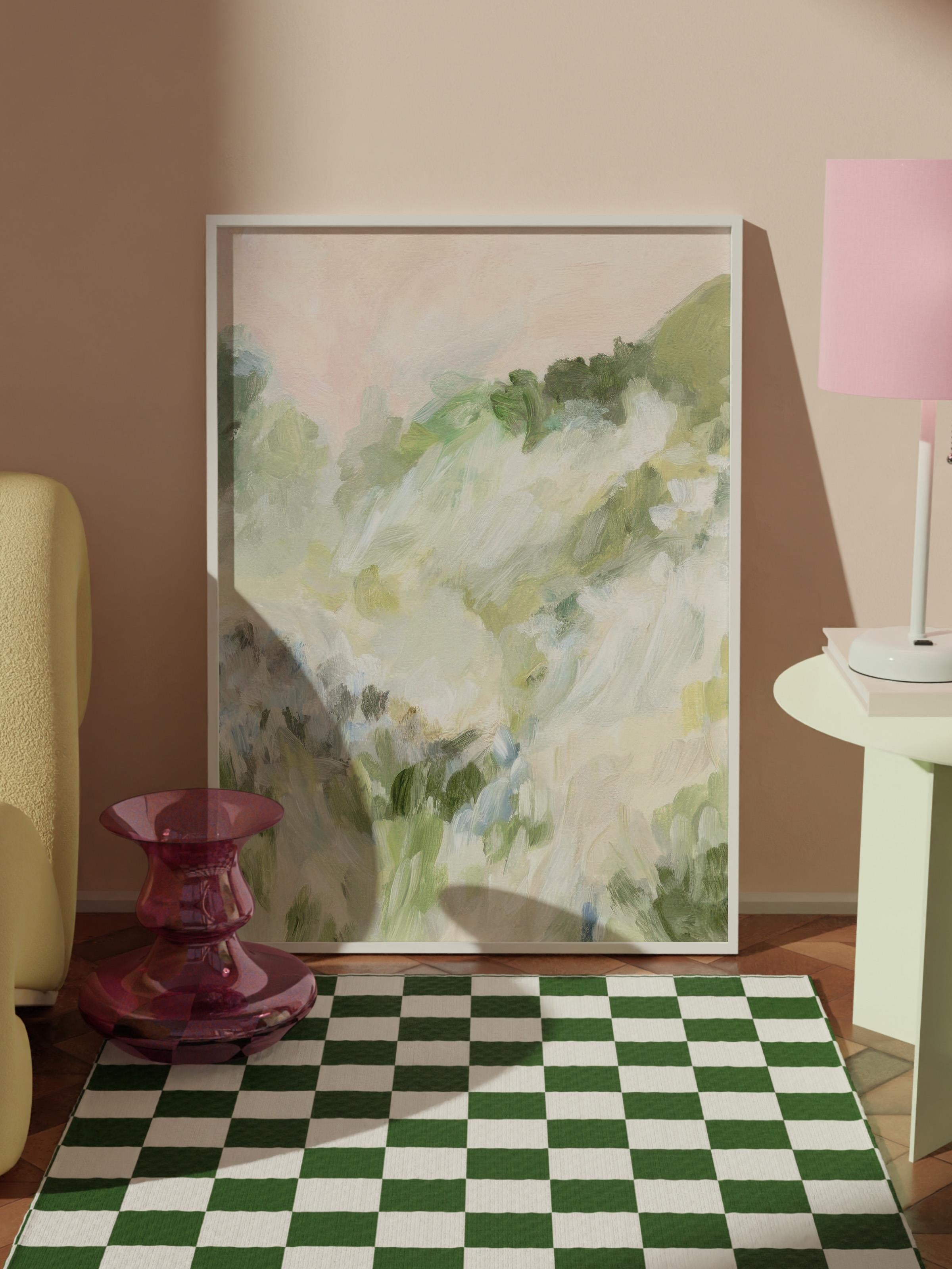 Abstract Spring Landscape Beyaz Çerçeveli Tablo, Duvar Tablosu Comfort Serisi NO:108544