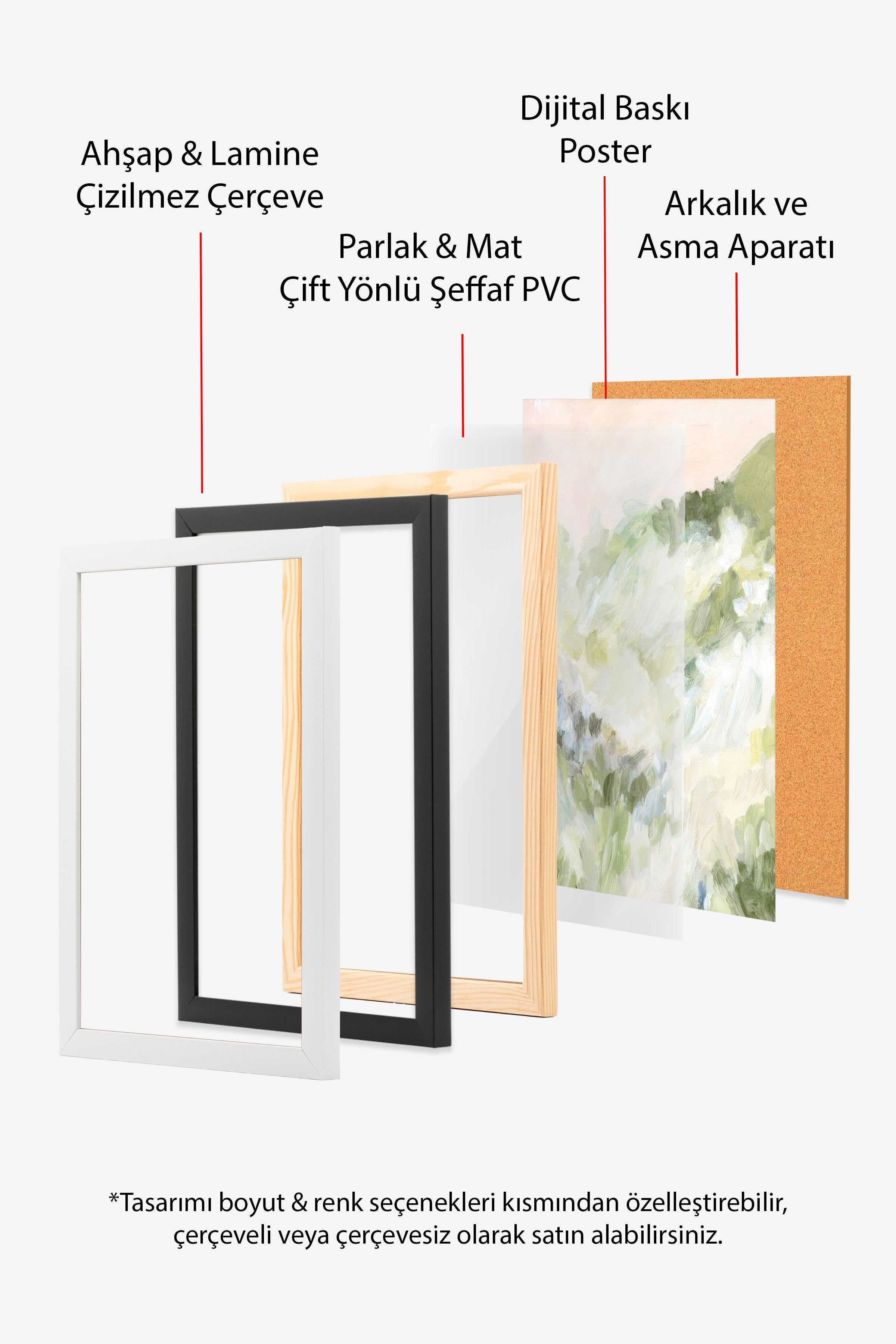 Abstract Spring Landscape Beyaz Çerçeveli Tablo, Duvar Tablosu Comfort Serisi NO:108544