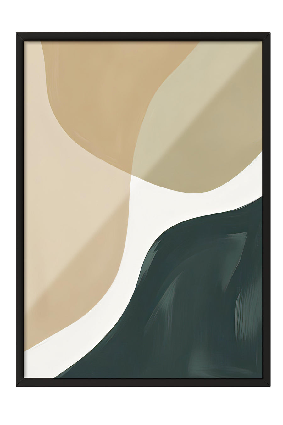 Toprak Tonlarında Soyut Akış Comfort Serisi Poster – Siyah Çerçeveli Tablo