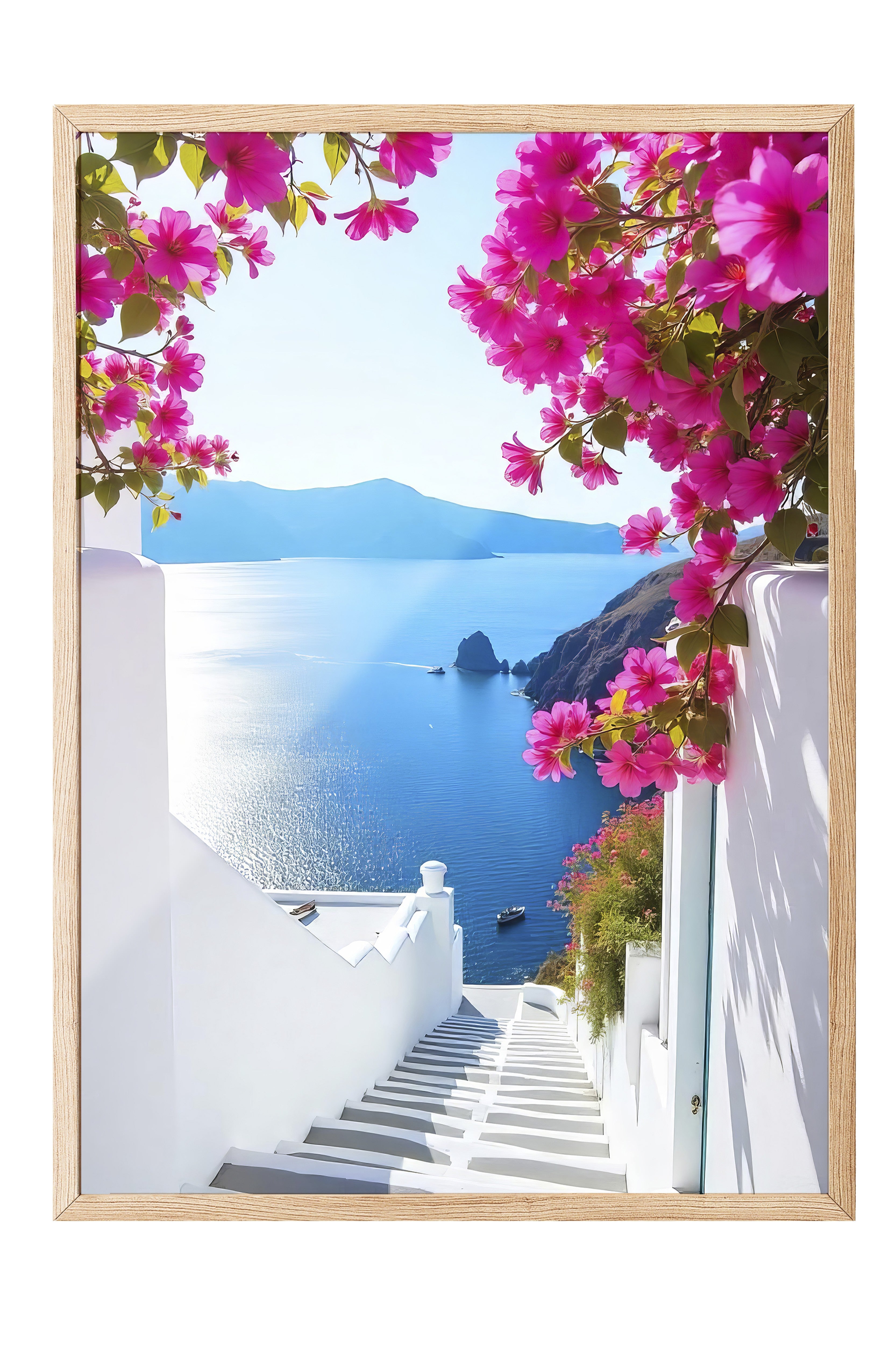 Ahşap Çerçeveli Poster, Denize Giden Yol, Fotoğraf, Mavi Renk Poster, 2025 Yaz Seçkisi, NO:109537