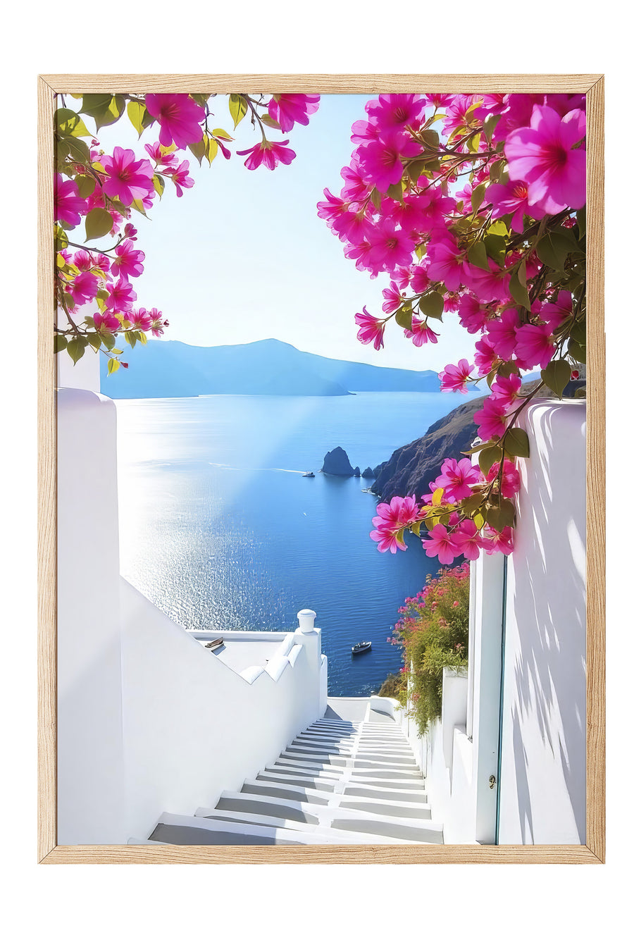 Deniz Manzarası ve Çiçekler Poster Poster – Ahşap Çerçeveli Tablo
