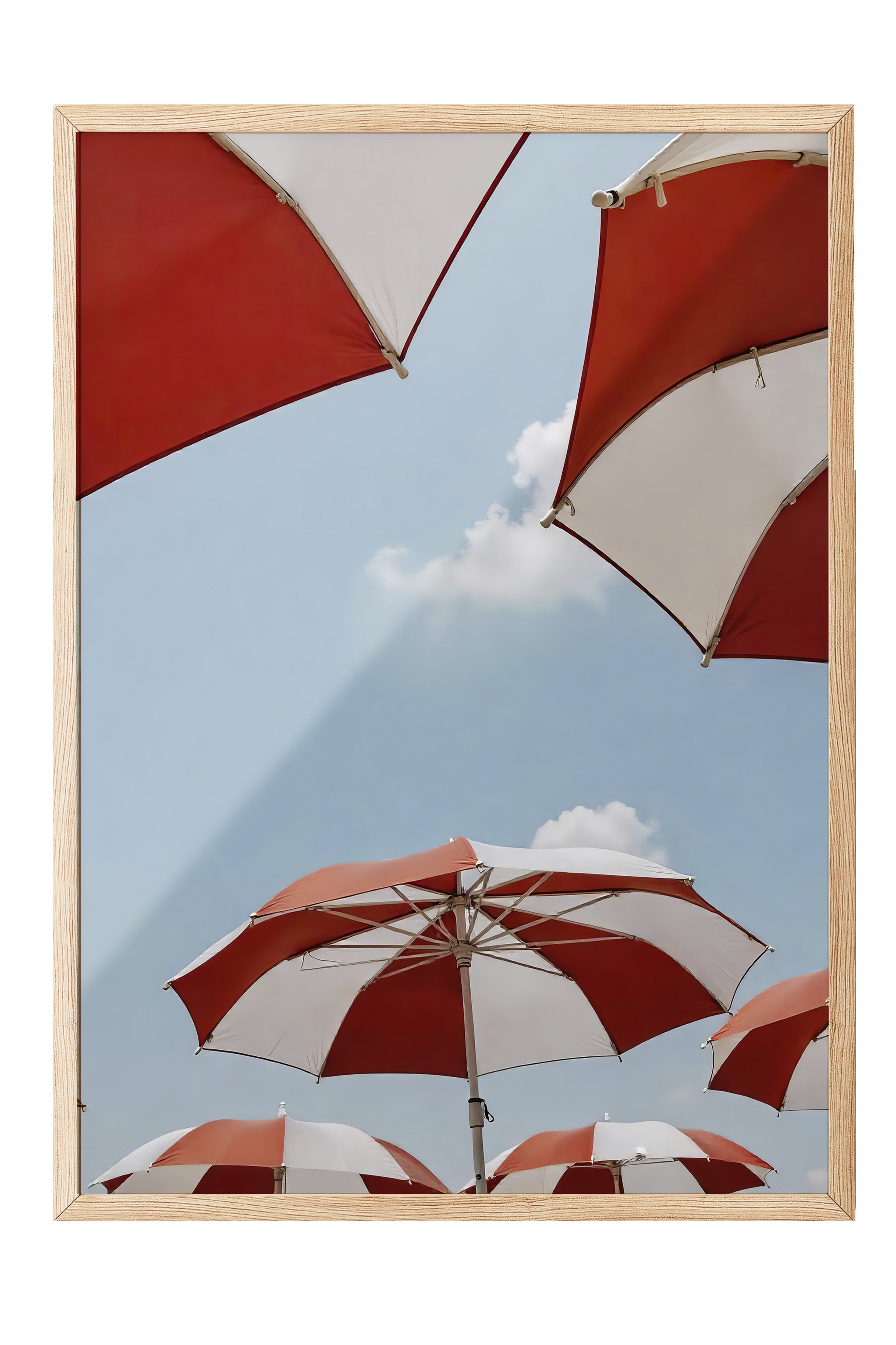 Ahşap Çerçeveli Poster, Kırmızı Şemsiyeler, Fotoğraf, Kırmızı Renk Poster, 2025 Yaz Seçkisi, NO:109538