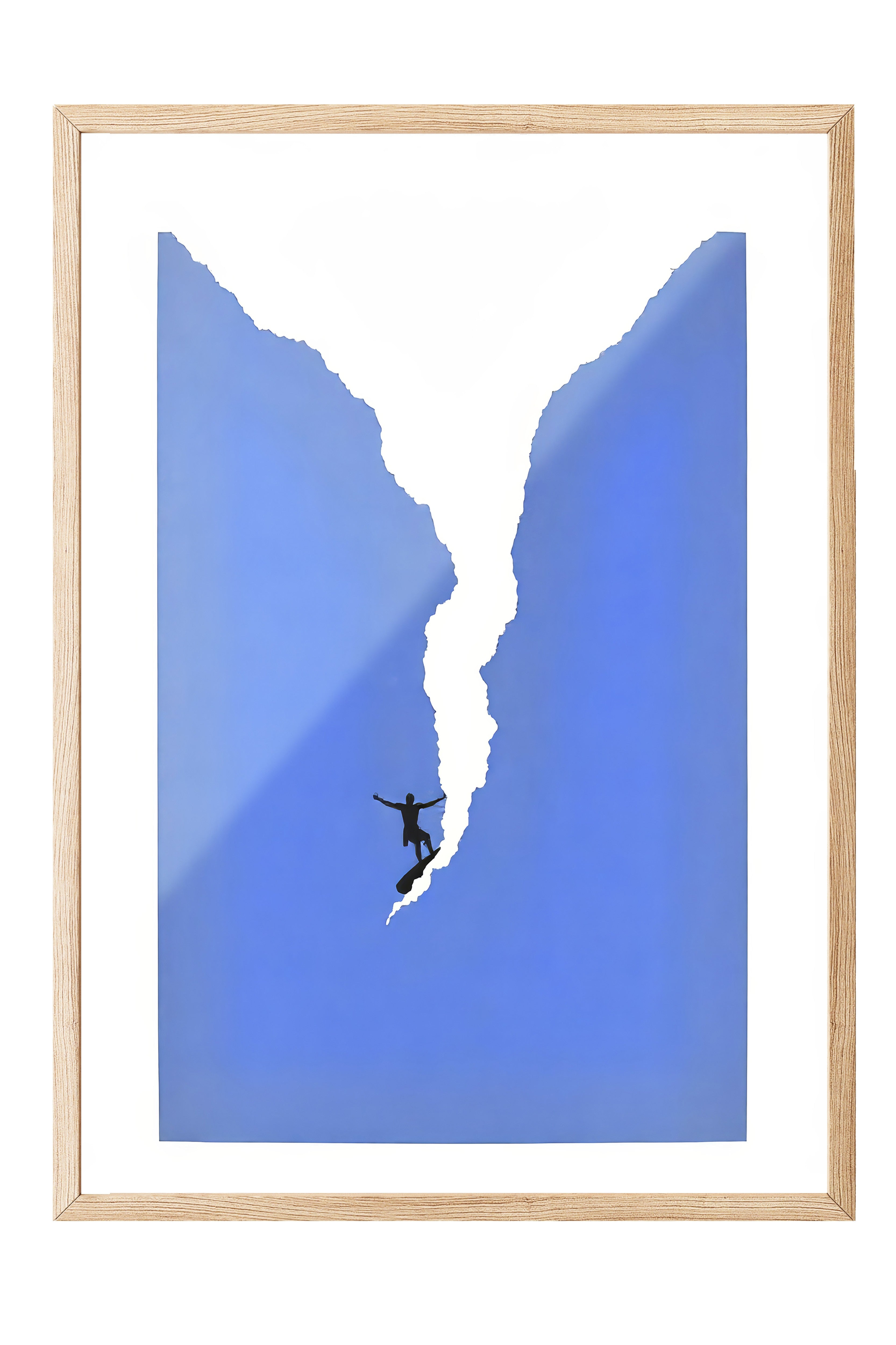 Ahşap Çerçeveli Poster Tablo, Cesur Sörfçü, İllüstrasyon, Mavi Renk Poster, 2025 Yaz Seçkisi, NO:109515