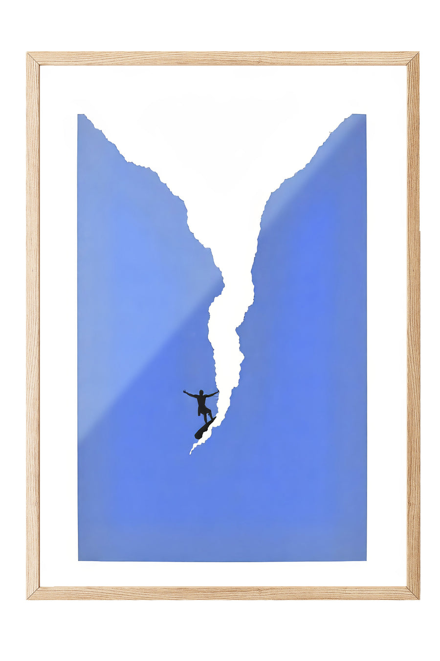 Ahşap Çerçeveli Poster Tablo, Cesur Sörfçü, İllüstrasyon, Mavi Renk Poster, 2025 Yaz Seçkisi, NO:109515