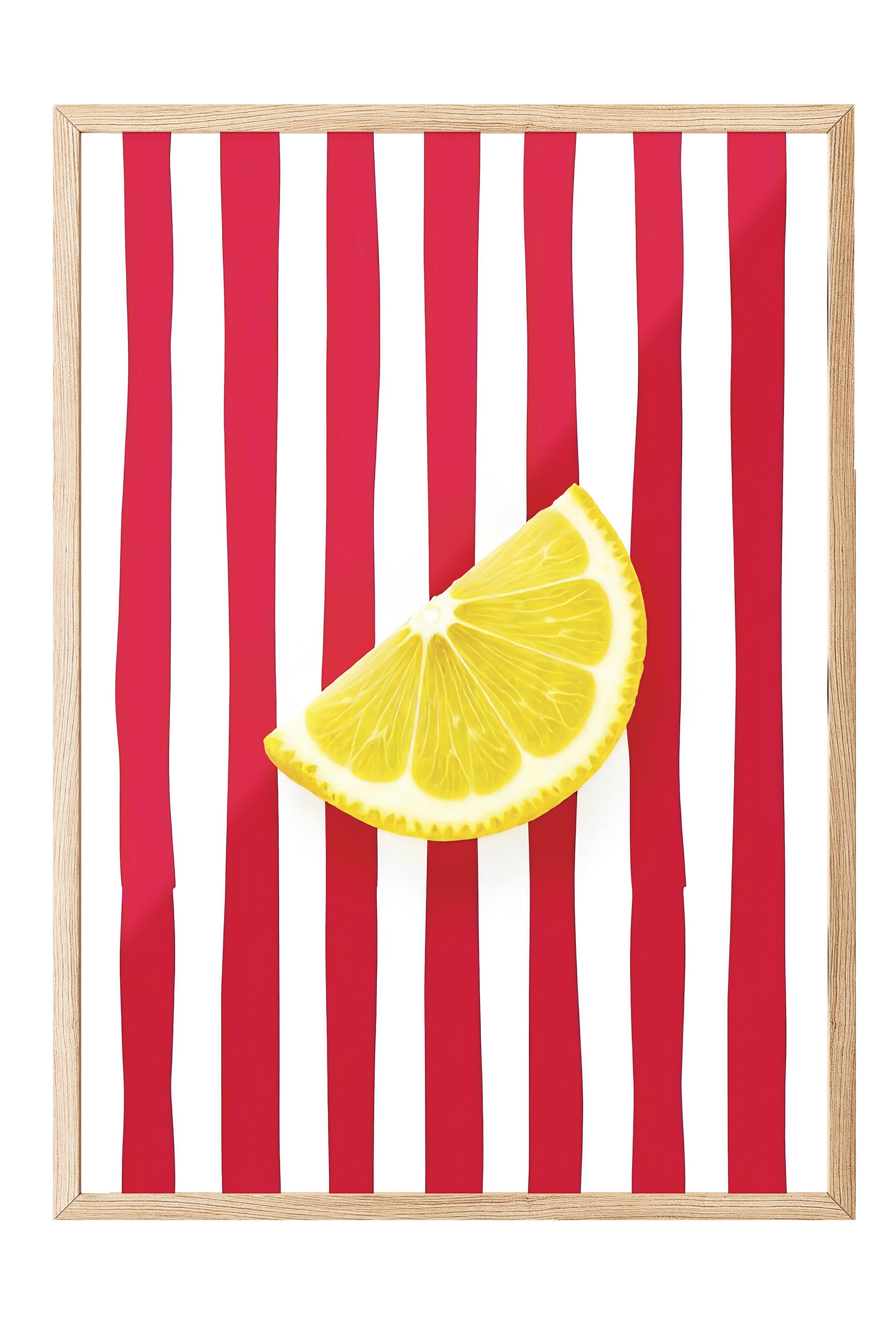 Ahşap Çerçeveli Poster Tablo, Limon Dilimi, İllüstrasyon, Maximalist, Sarı Renk Poster, 2025 Yaz Seçkisi, NO:109498