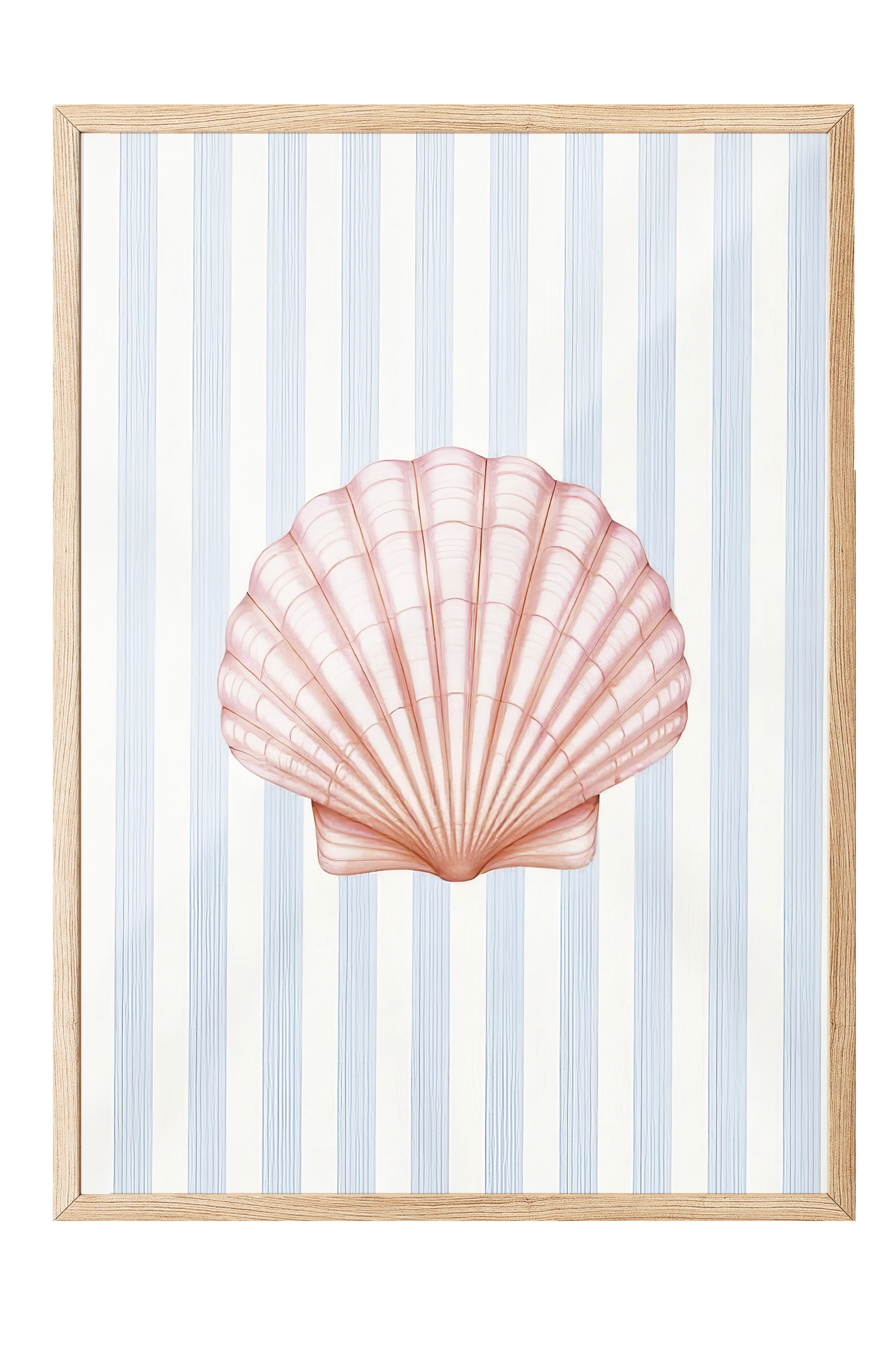 Ahşap Çerçeveli Poster Tablo, Pembe Deniz Kabuğu, İllüstrasyon, Pembe Renk Poster, 2025 Yaz Seçkisi, NO:109520