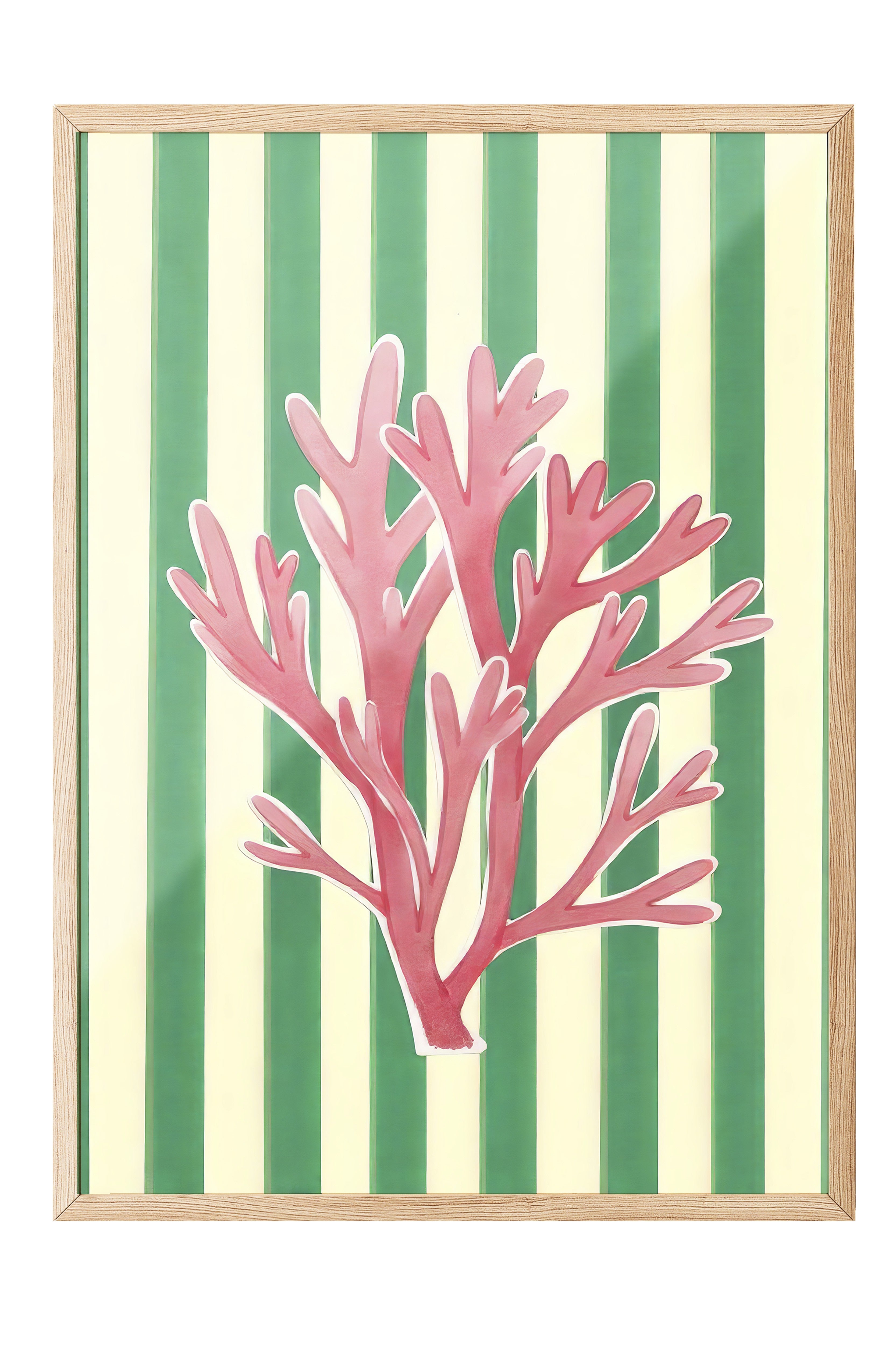 Ahşap Çerçeveli Poster Tablo, Pembe Mercan, İllüstrasyon, Pembe Renk Poster, 2025 Yaz Seçkisi, NO:109506