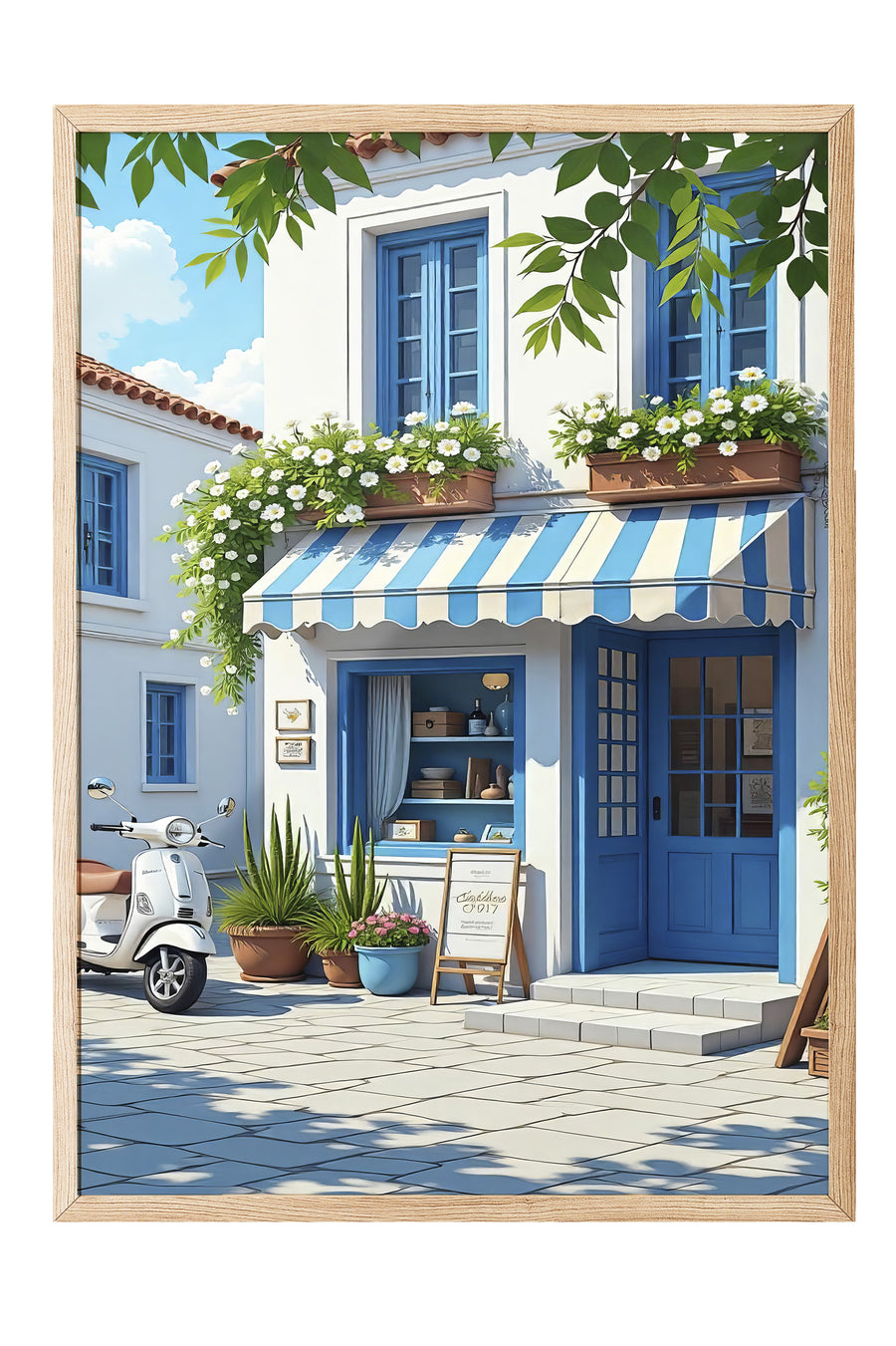 Akdeniz Tarzı Kafe Poster Poster – Ahşap Çerçeveli Tablo