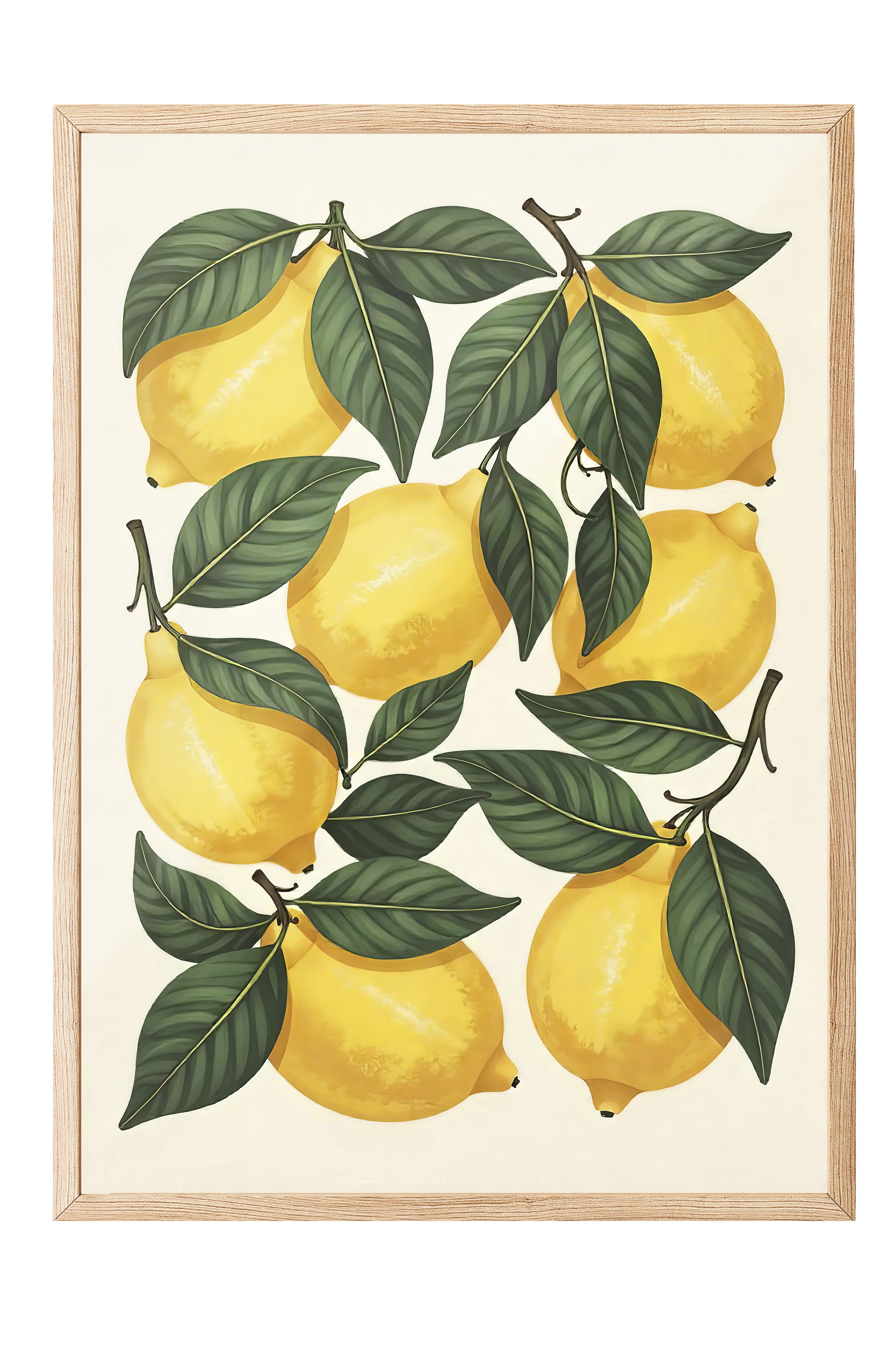 Ahşap Çerçeveli Poster Tablo, Sarı Limonlar, İllüstrasyon, Sarı Renk Poster, 2025 Yaz Seçkisi, NO:109497