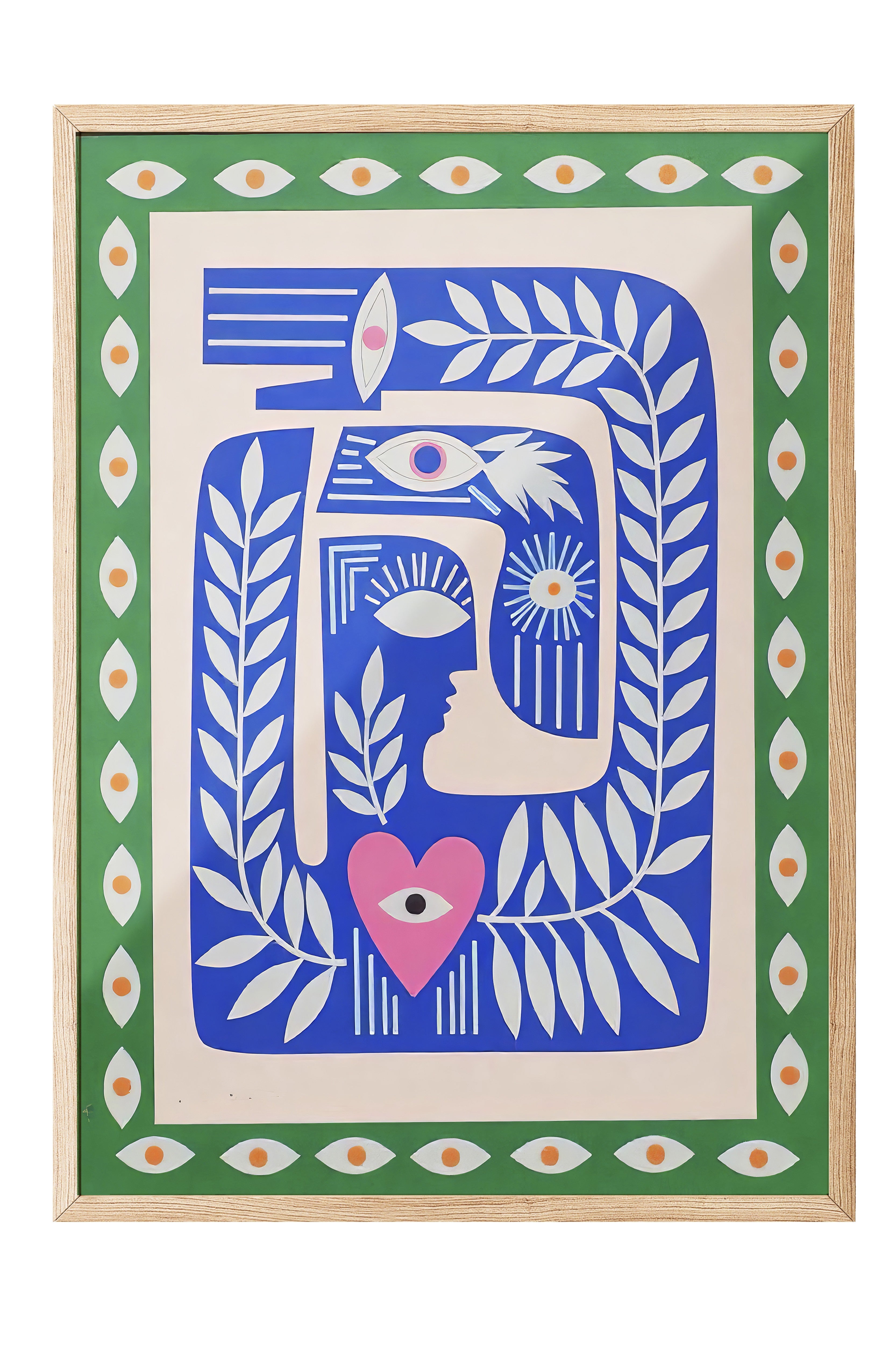 Ahşap Çerçeveli Poster Tablo, Soyut Mavi, İllüstrasyon, Maximalist, Mavi Renk Poster, 2025 Yaz Seçkisi, NO:109489