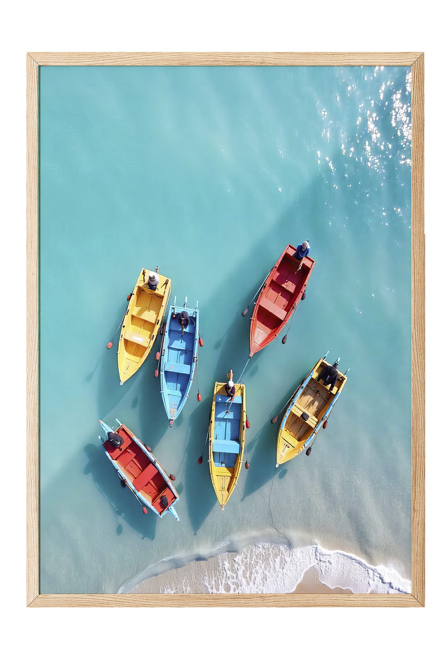 Renkli Kayıklar ve Deniz Poster Poster – Ahşap Çerçeveli Tablo