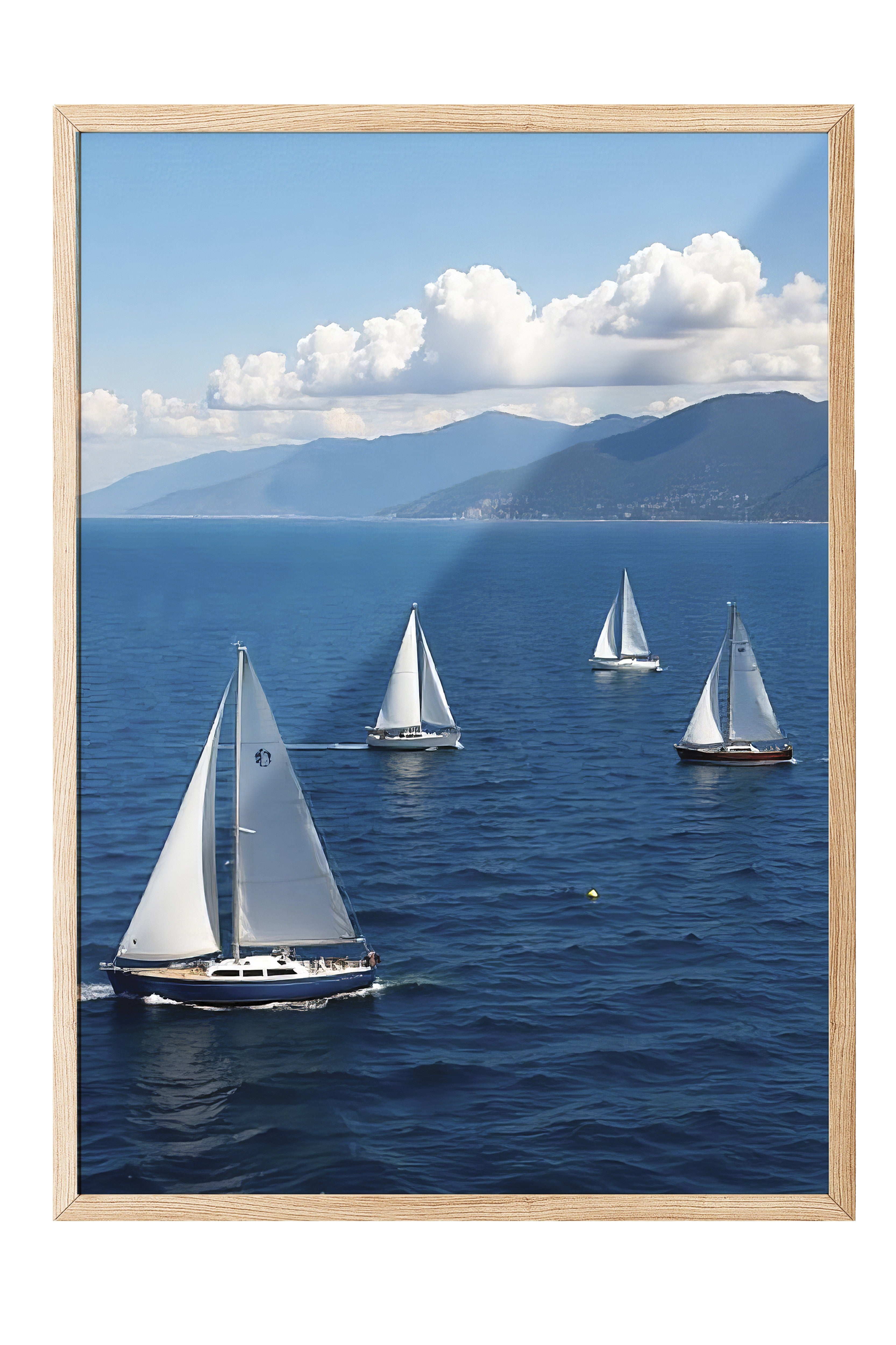 Ahşap Çerçeveli Poster, Yelkenliler, Fotoğraf, Mavi Renk Poster, 2025 Yaz Seçkisi, NO:109625
