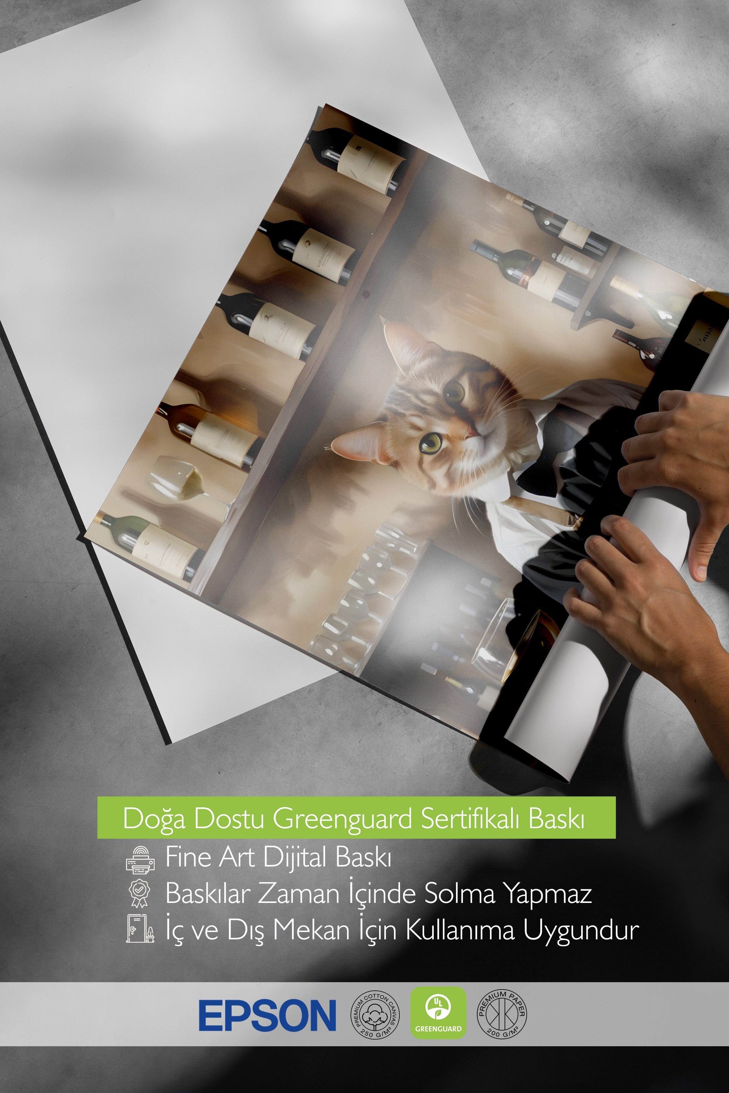 Ahşap Çerçeveli Tablo, Barista Cat, Comfort Serisi Poster ve Ahşap Tablo, NO:108928