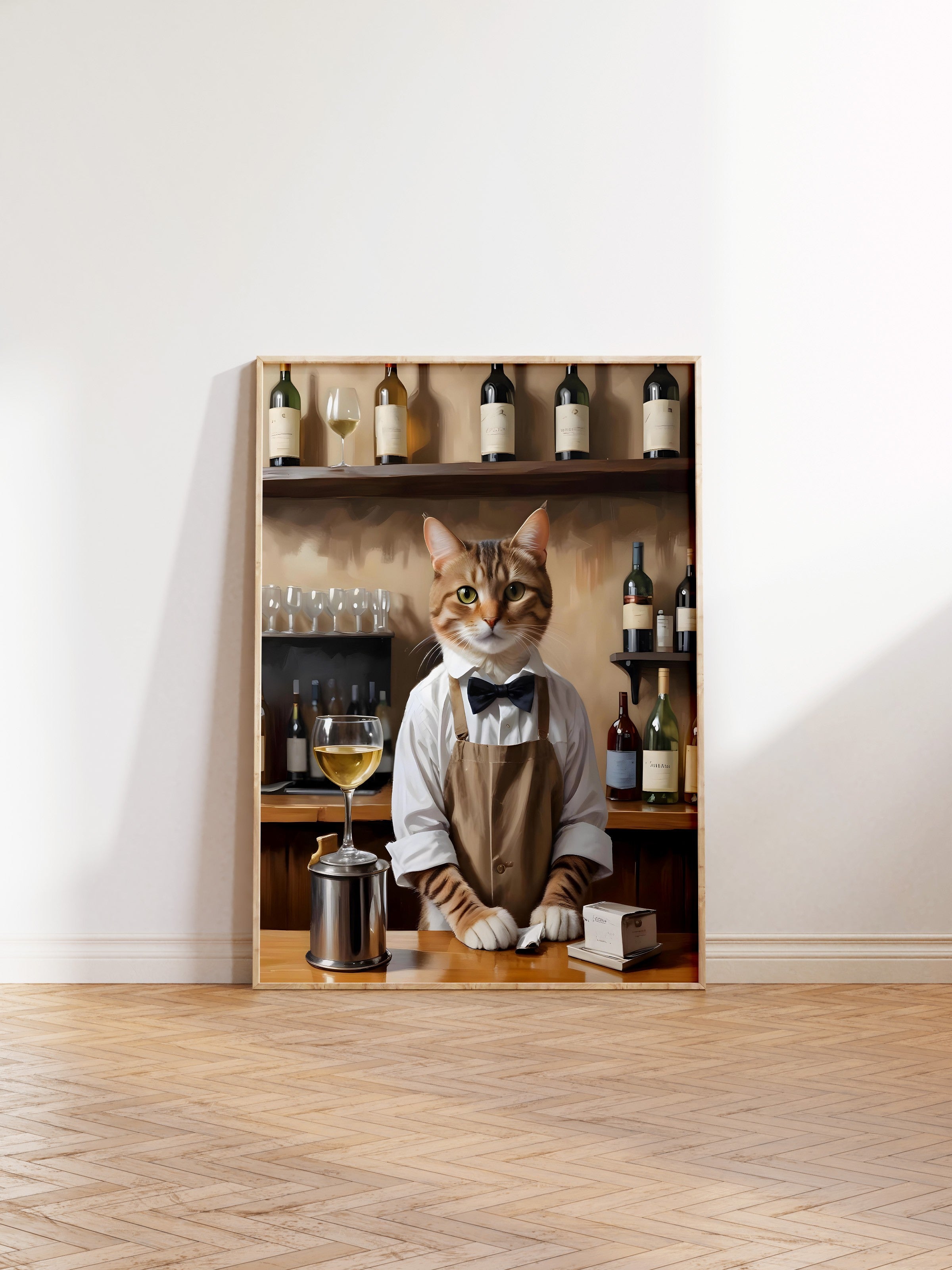 Ahşap Çerçeveli Tablo, Barista Cat, Comfort Serisi Poster ve Ahşap Tablo, NO:108928