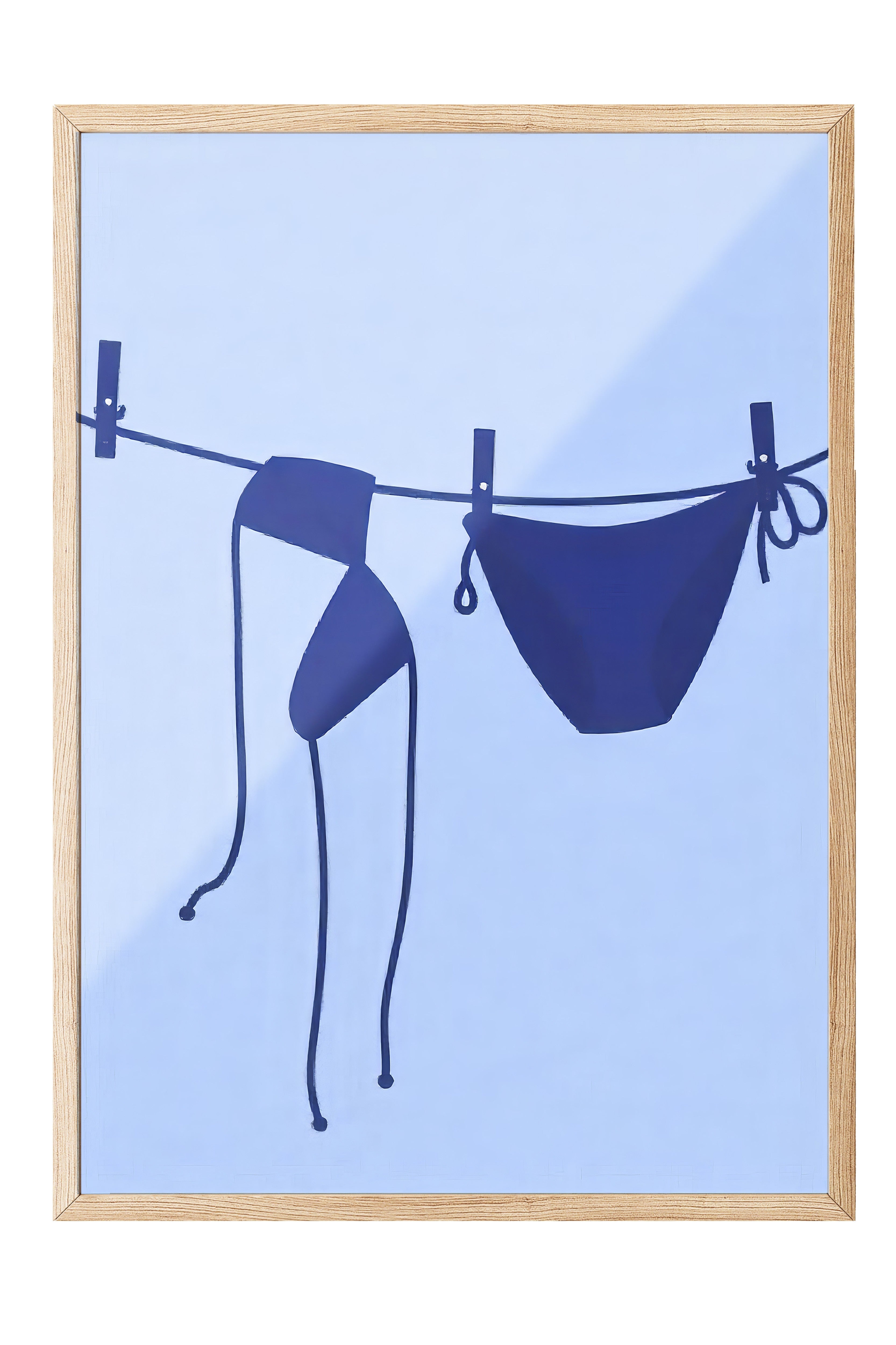 Ahşap Çerçeveli Tablo, Bikiniler, İllüstrasyon, Mavi Renk Poster, 2025 Yaz Seçkisi, NO:109734