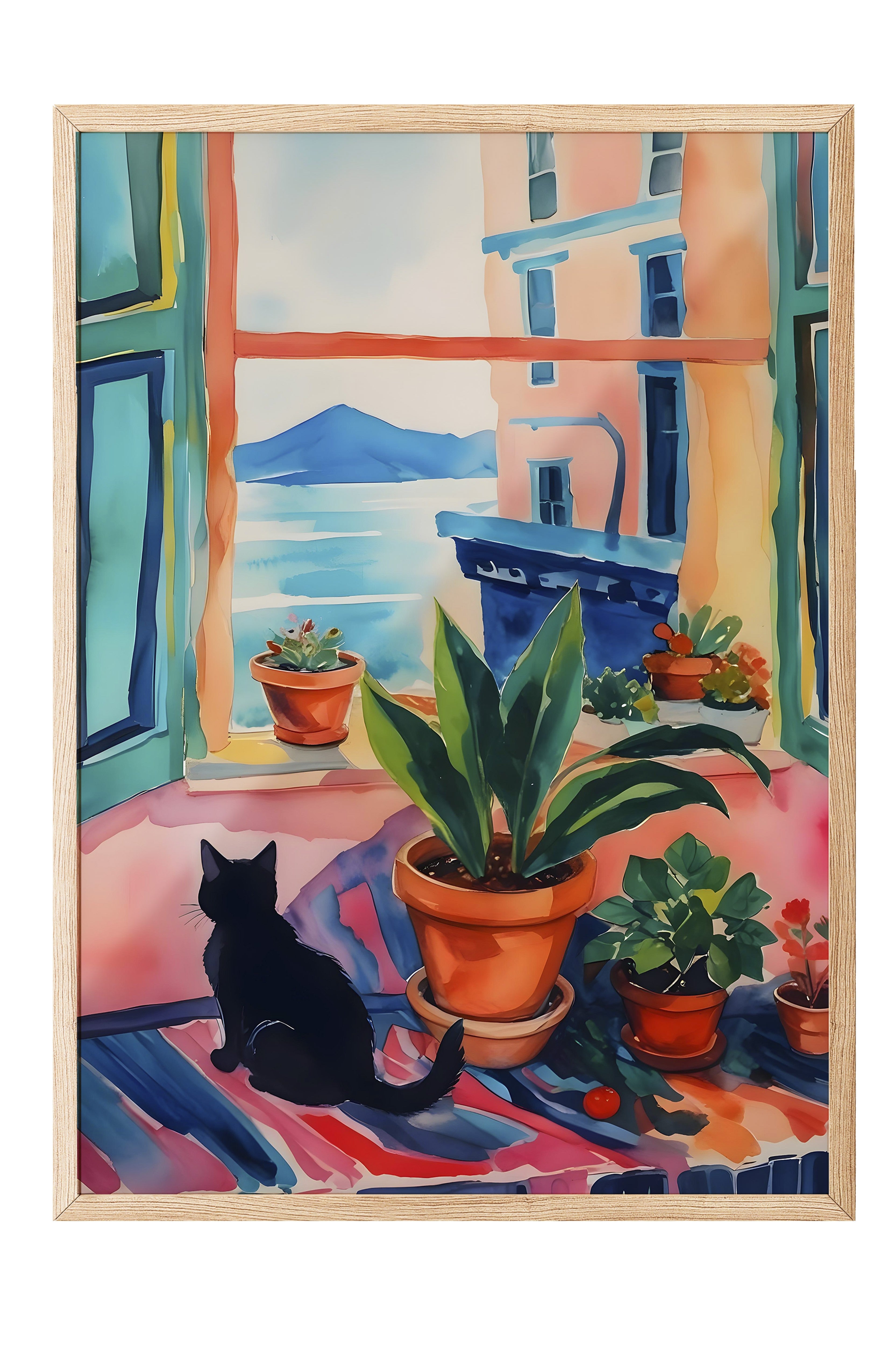Ahşap Çerçeveli Tablo, Black Cat  , Comfort Serisi Poster ve  Ahşap Tablo, NO:108963