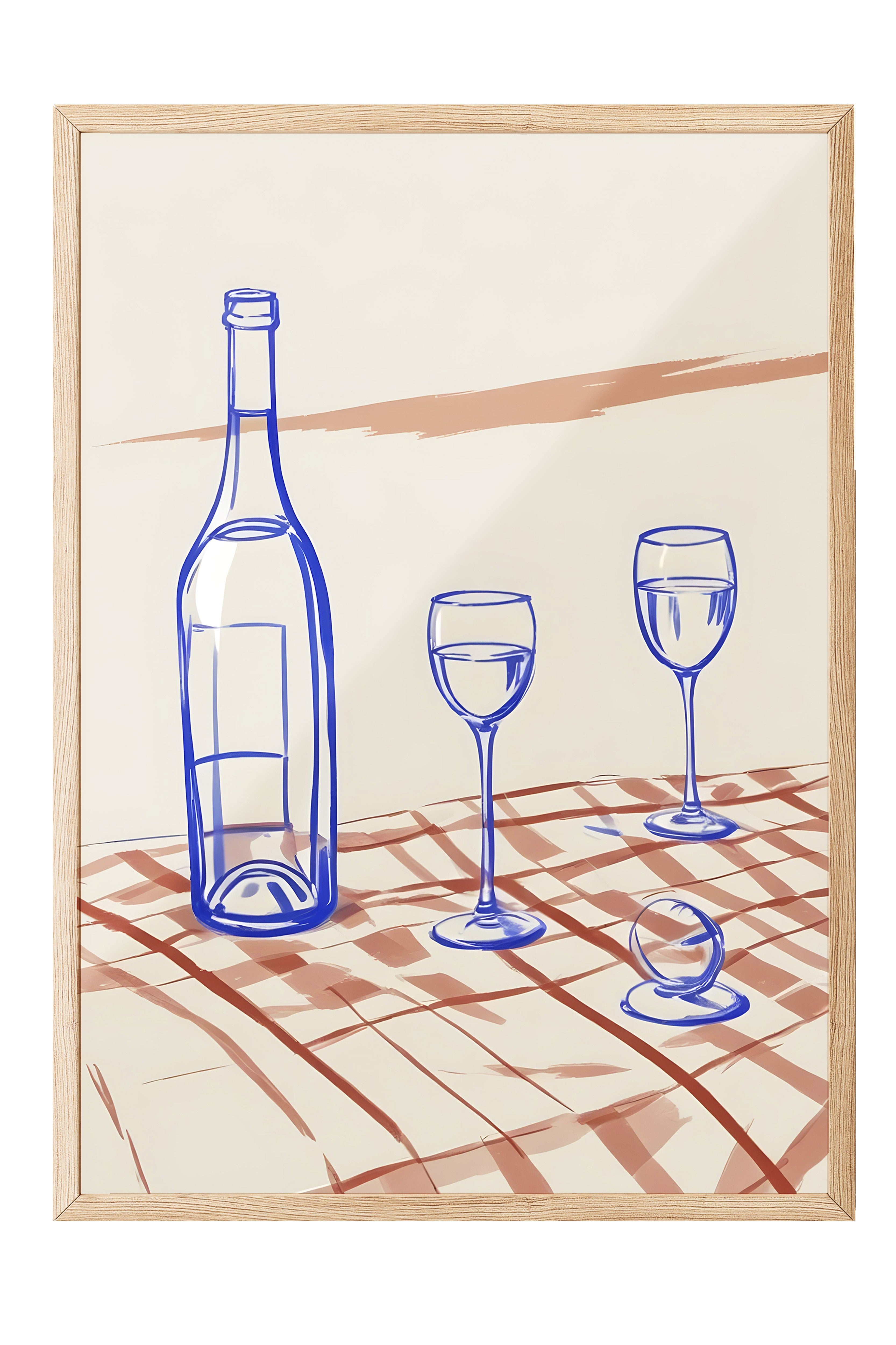 Ahşap Çerçeveli Tablo, Bottle & Glasses, Comfort Serisi Mutfak Ahşap Tablo, NO:109080