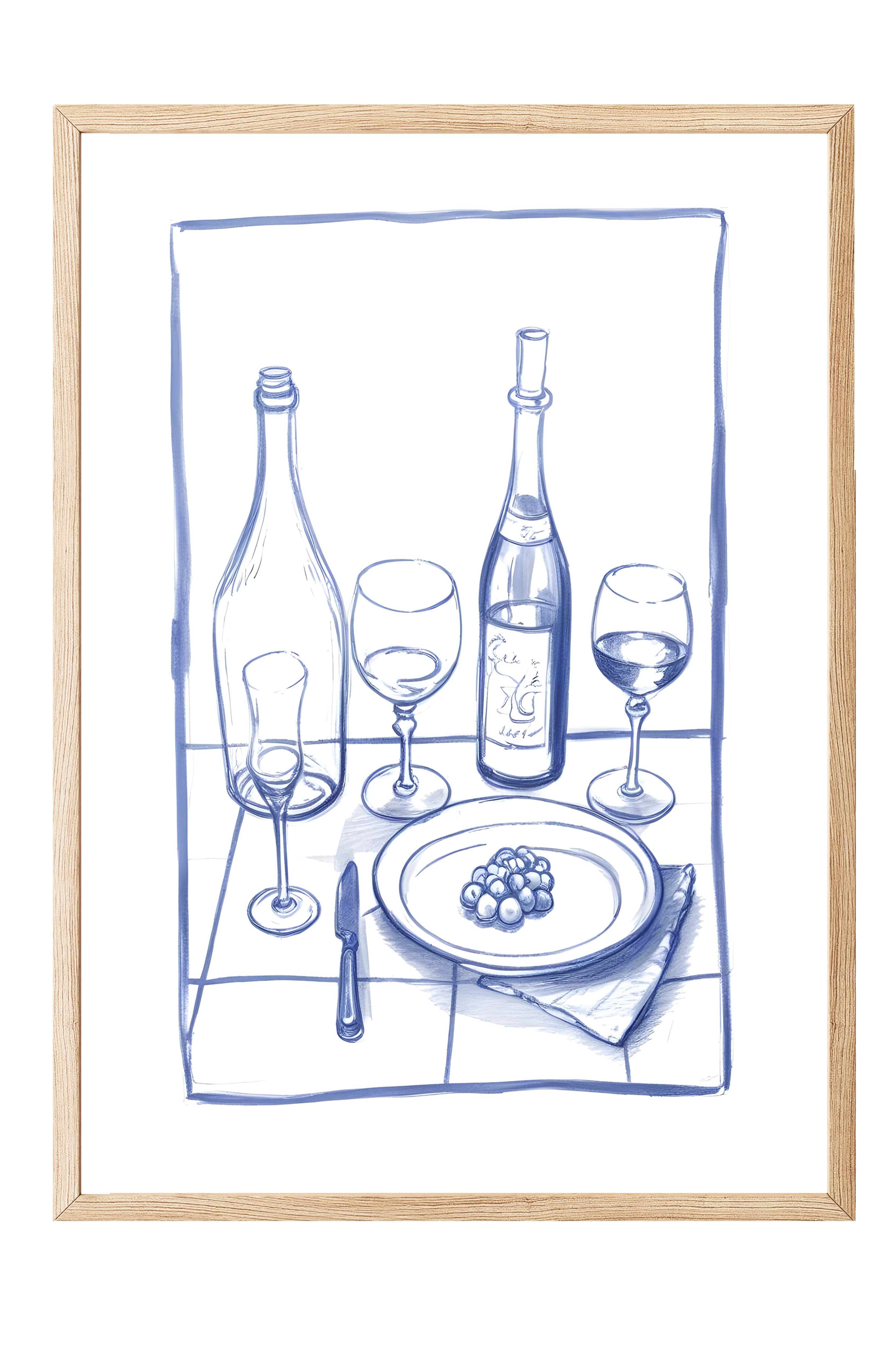 Ahşap Çerçeveli Tablo, Bottles & Glasses, Comfort Serisi Mutfak Ahşap Tablo, NO:109116