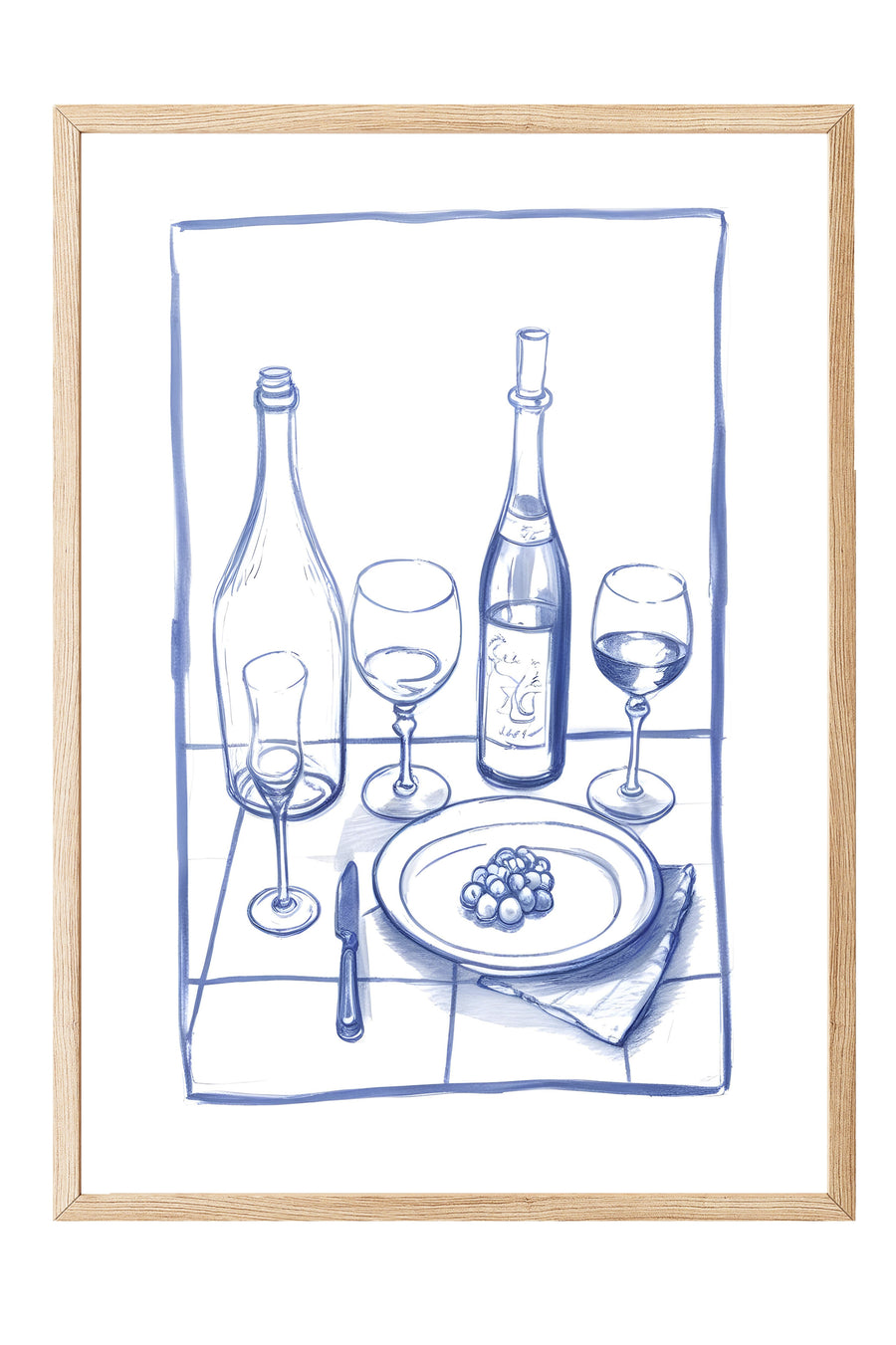 Ahşap Çerçeveli Tablo, Bottles & Glasses, Comfort Serisi Mutfak Ahşap Tablo, NO:109116