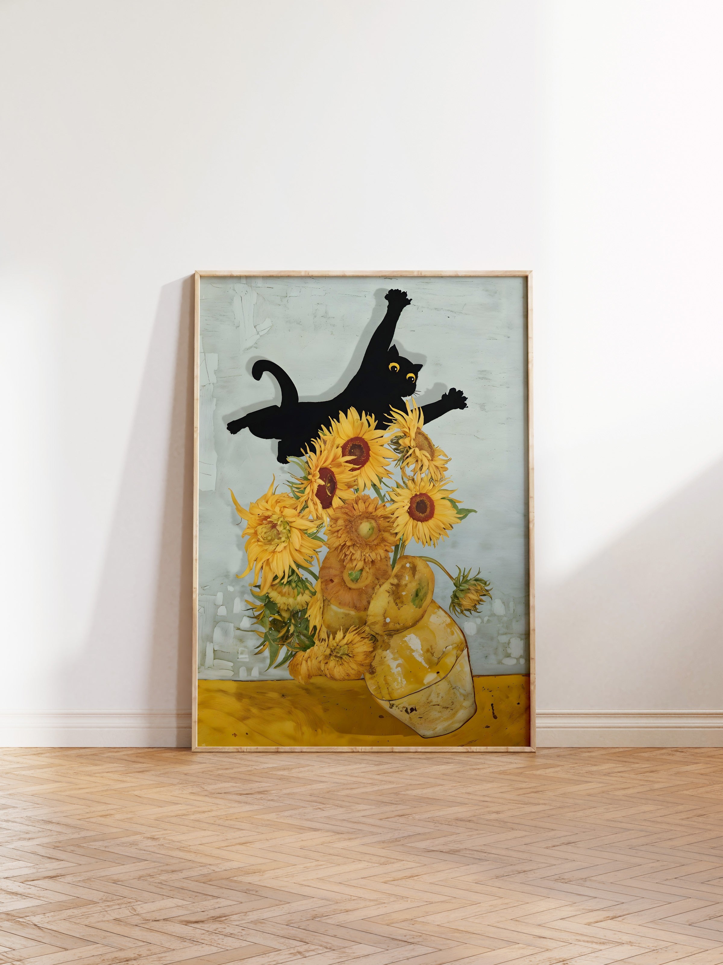 Ahşap Çerçeveli Tablo, Cat Print Van Gogh, Comfort Serisi Poster ve  Ahşap Tablo, NO:108965