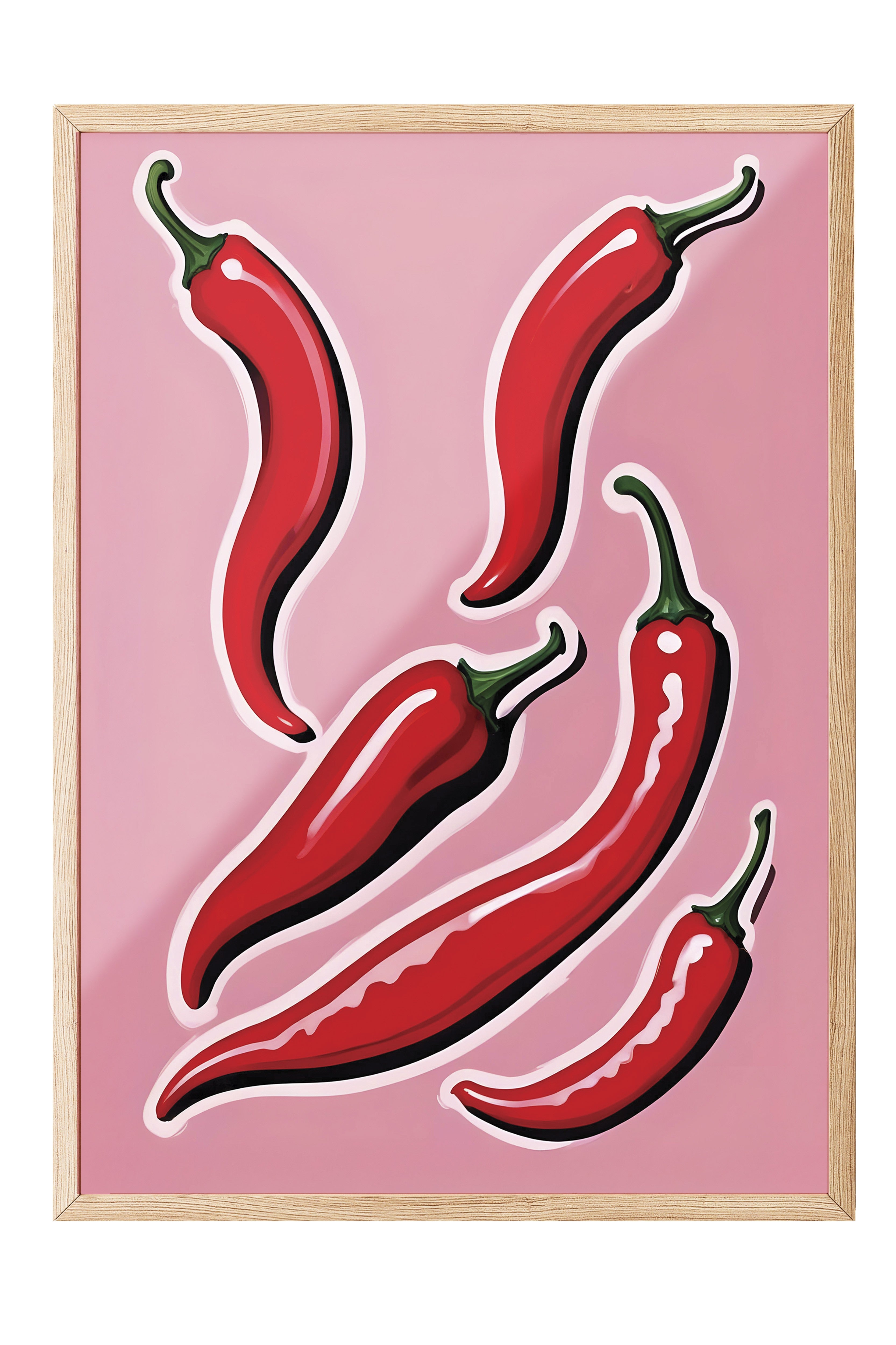 Ahşap Çerçeveli Tablo, Chili Pepper, Comfort Serisi Mutfak Ahşap Tablo, NO:109057