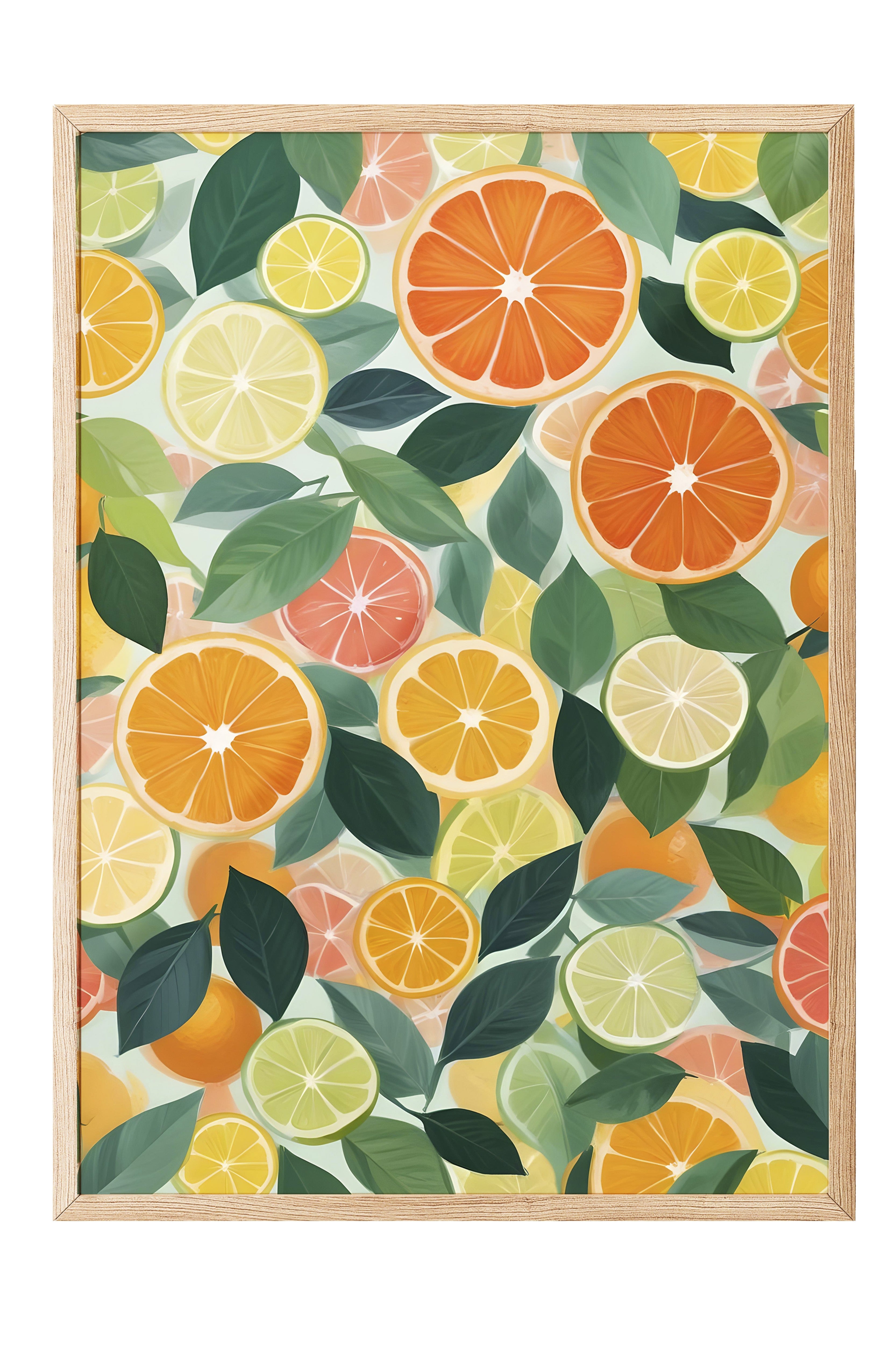 Ahşap Çerçeveli Tablo, Citrus Fruits, Comfort Serisi Mutfak Ahşap Tablo, NO:109127
