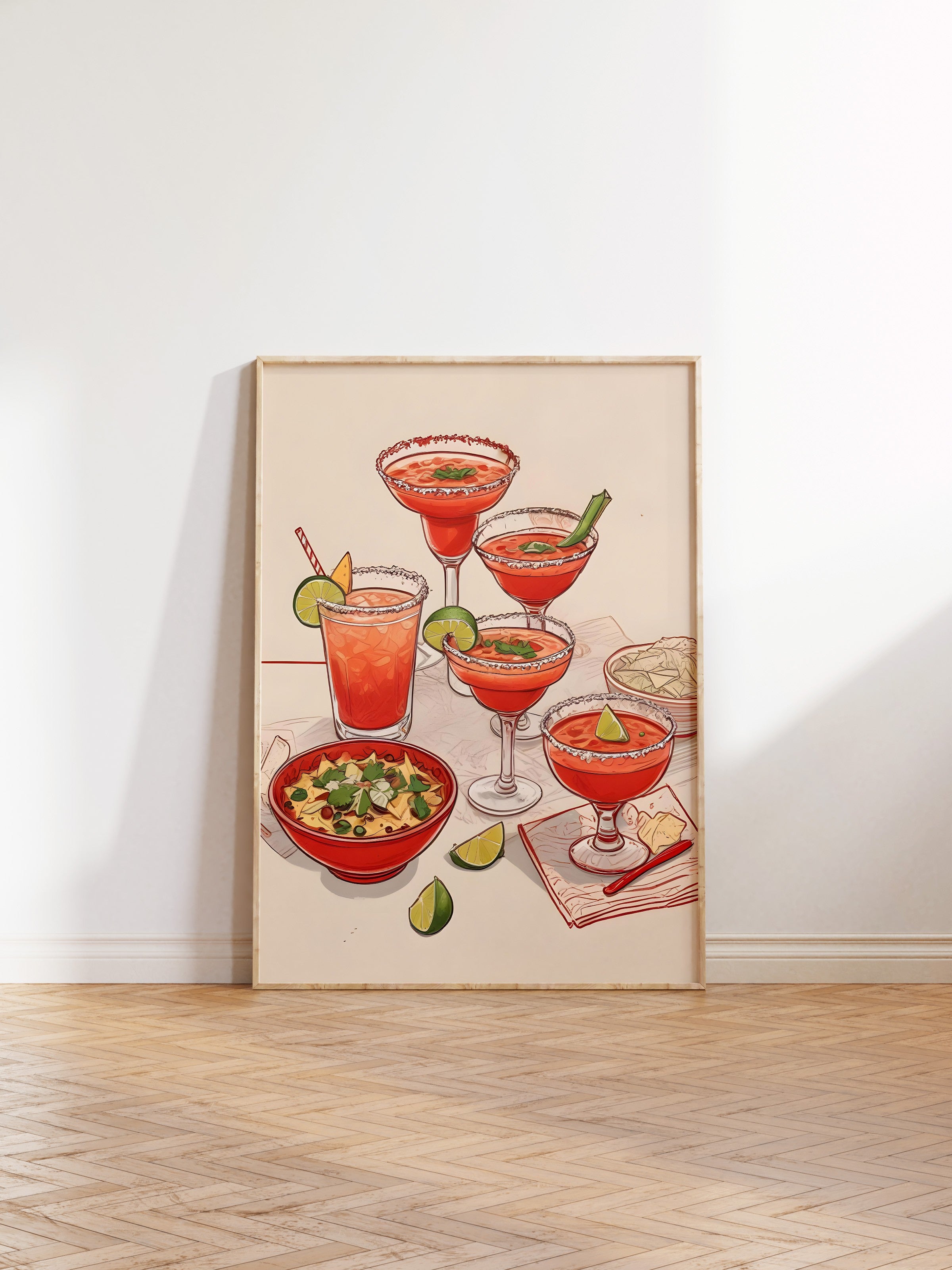 Ahşap Çerçeveli Tablo, Coctails & Lime, Comfort Serisi Mutfak Ahşap Tablo, NO:109096