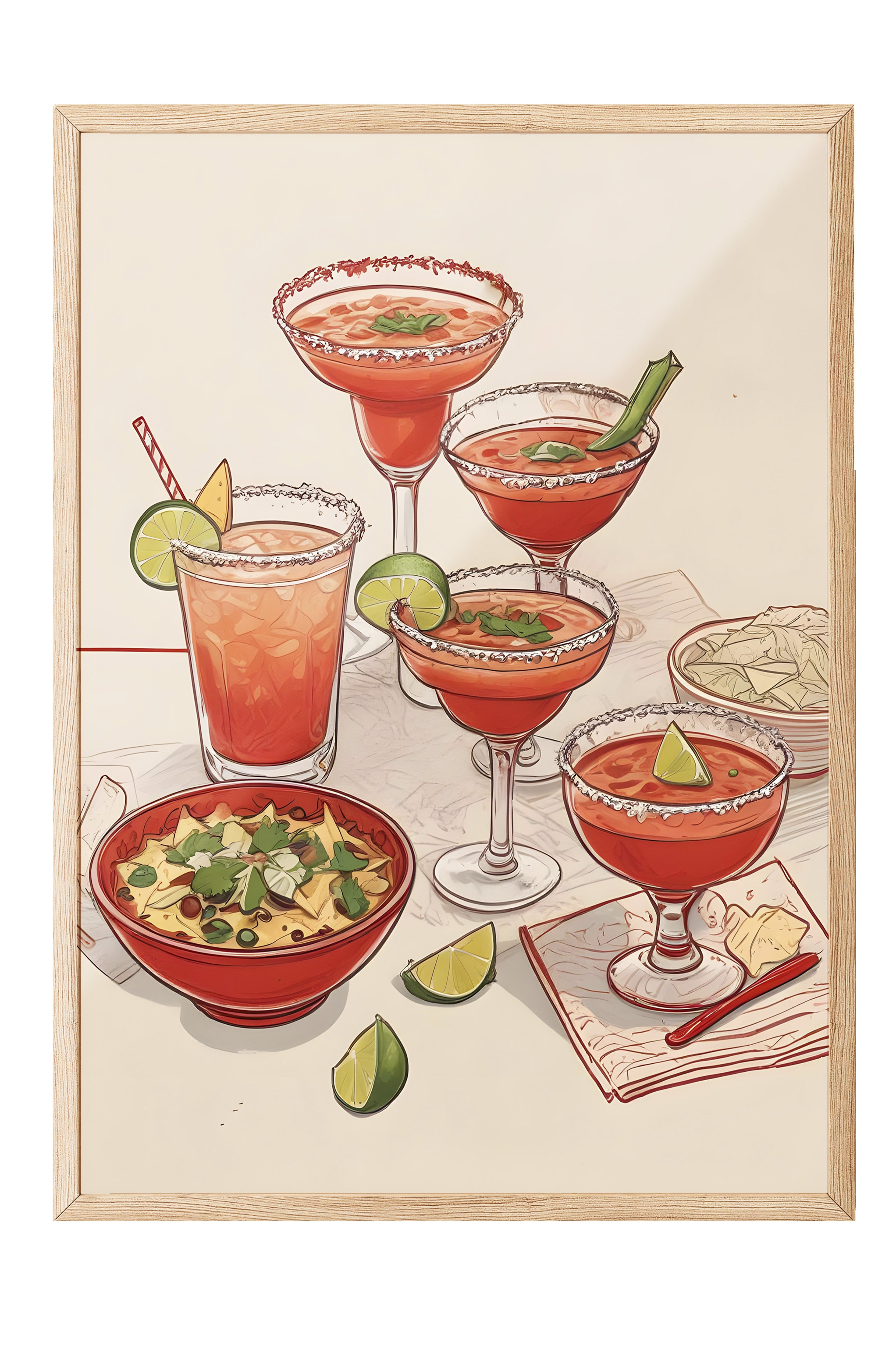 Ahşap Çerçeveli Tablo, Coctails & Lime, Comfort Serisi Mutfak Ahşap Tablo, NO:109096
