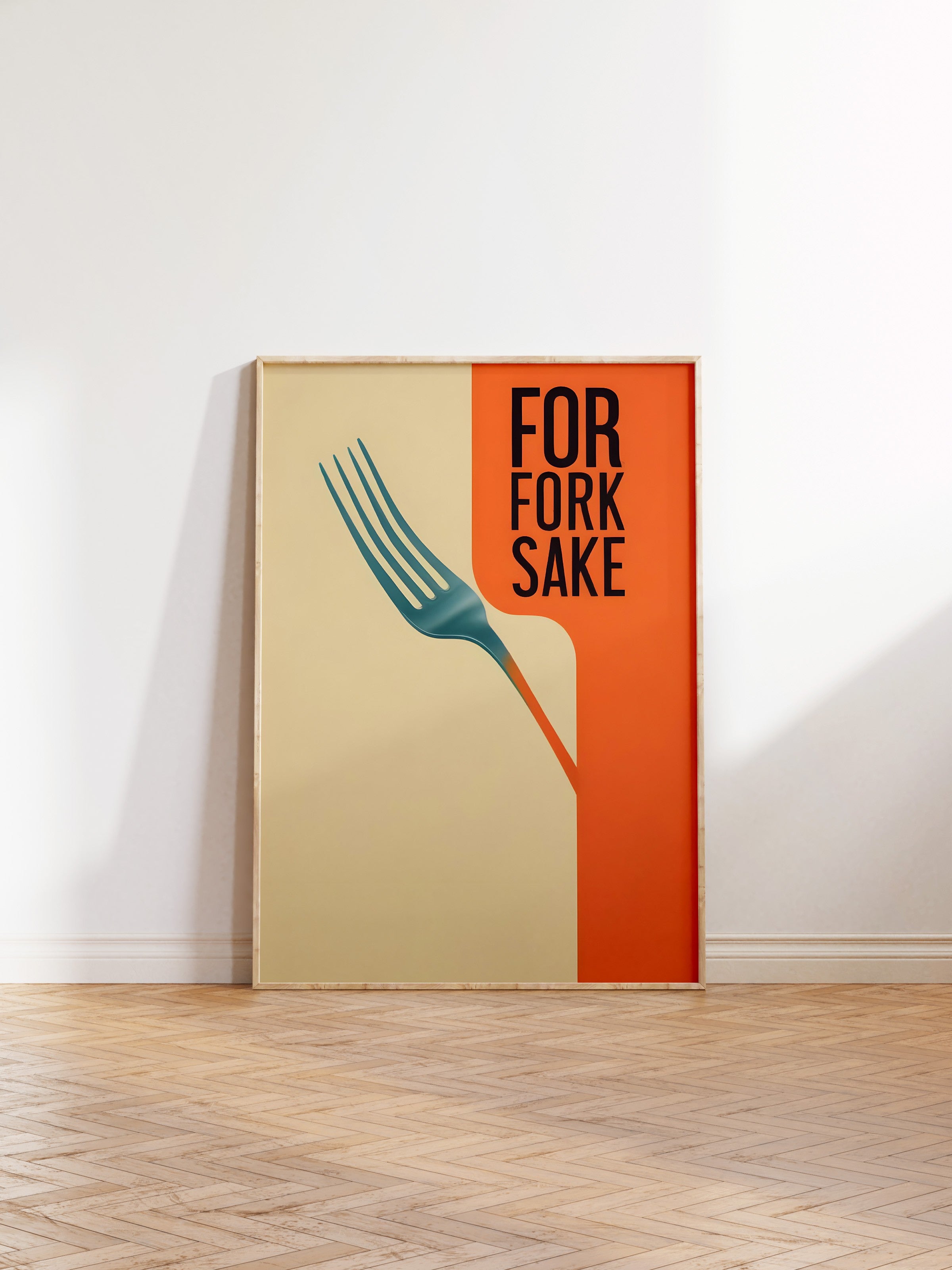 Ahşap Çerçeveli Tablo, For Fork Sake, Comfort Serisi Mutfak Ahşap Tablo, NO:109156