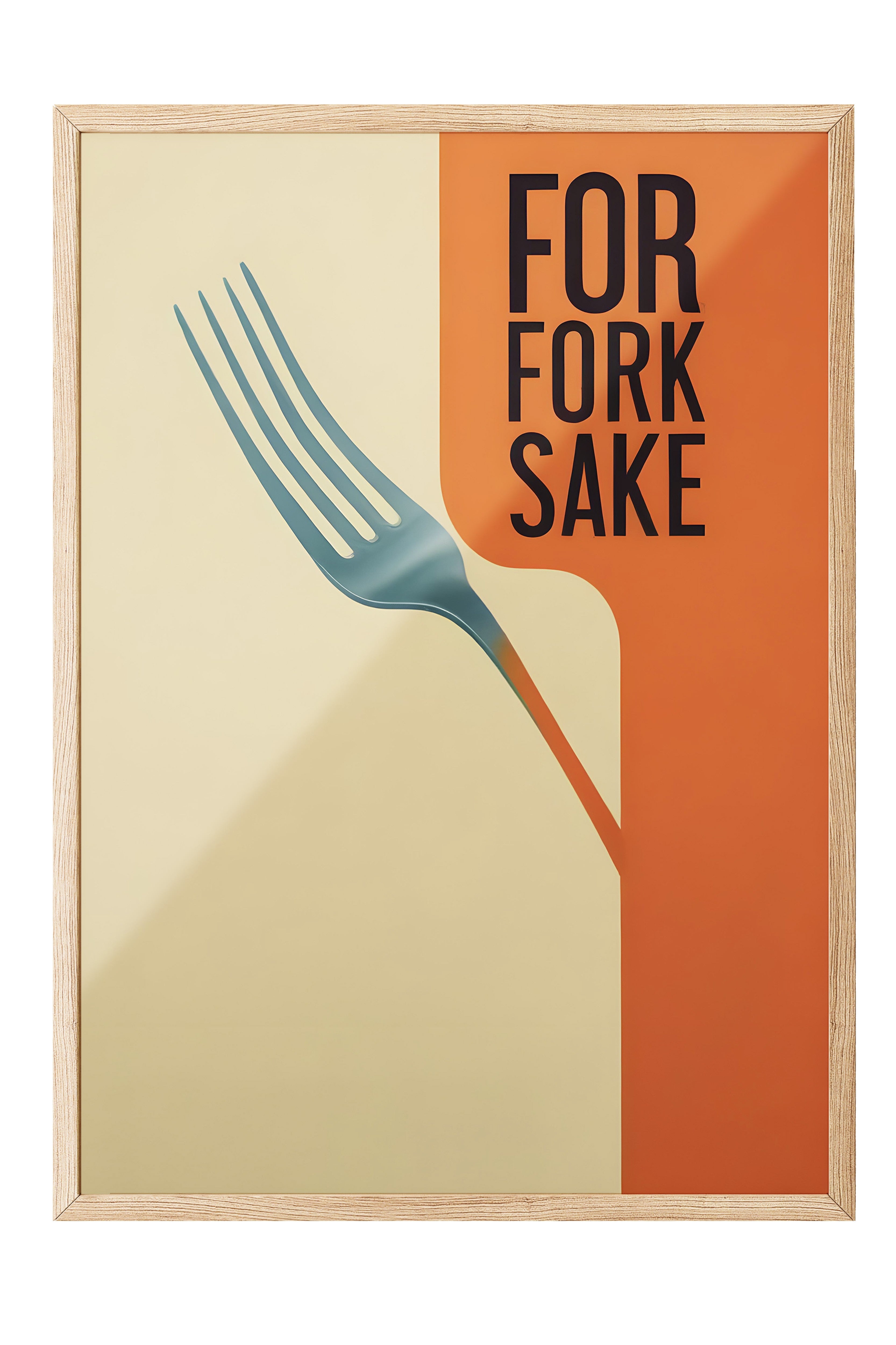 Ahşap Çerçeveli Tablo, For Fork Sake, Comfort Serisi Mutfak Ahşap Tablo, NO:109156