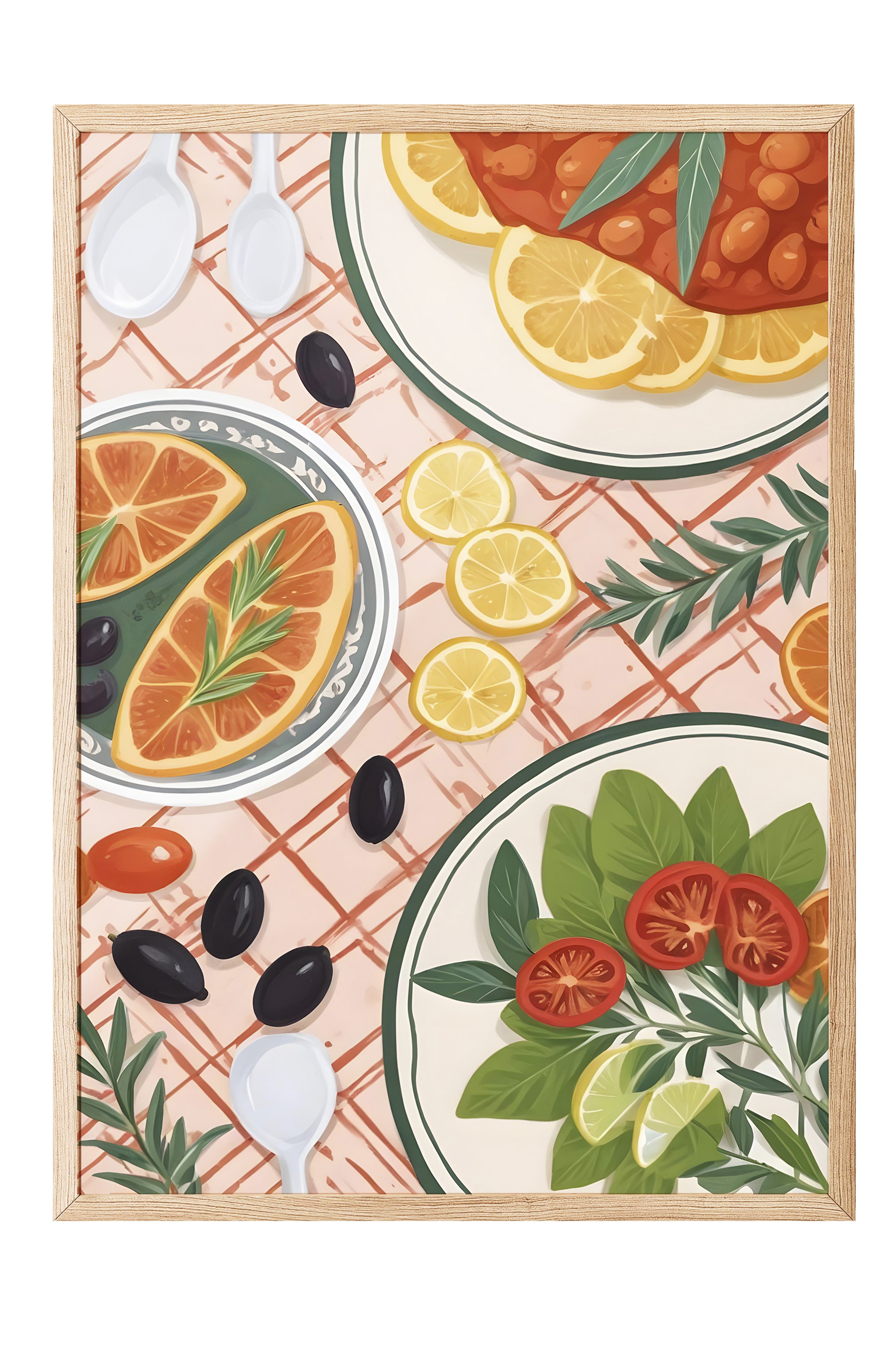 Ahşap Çerçeveli Tablo, Frutis With Vegs, Comfort Serisi Mutfak Ahşap Tablo, NO:109154