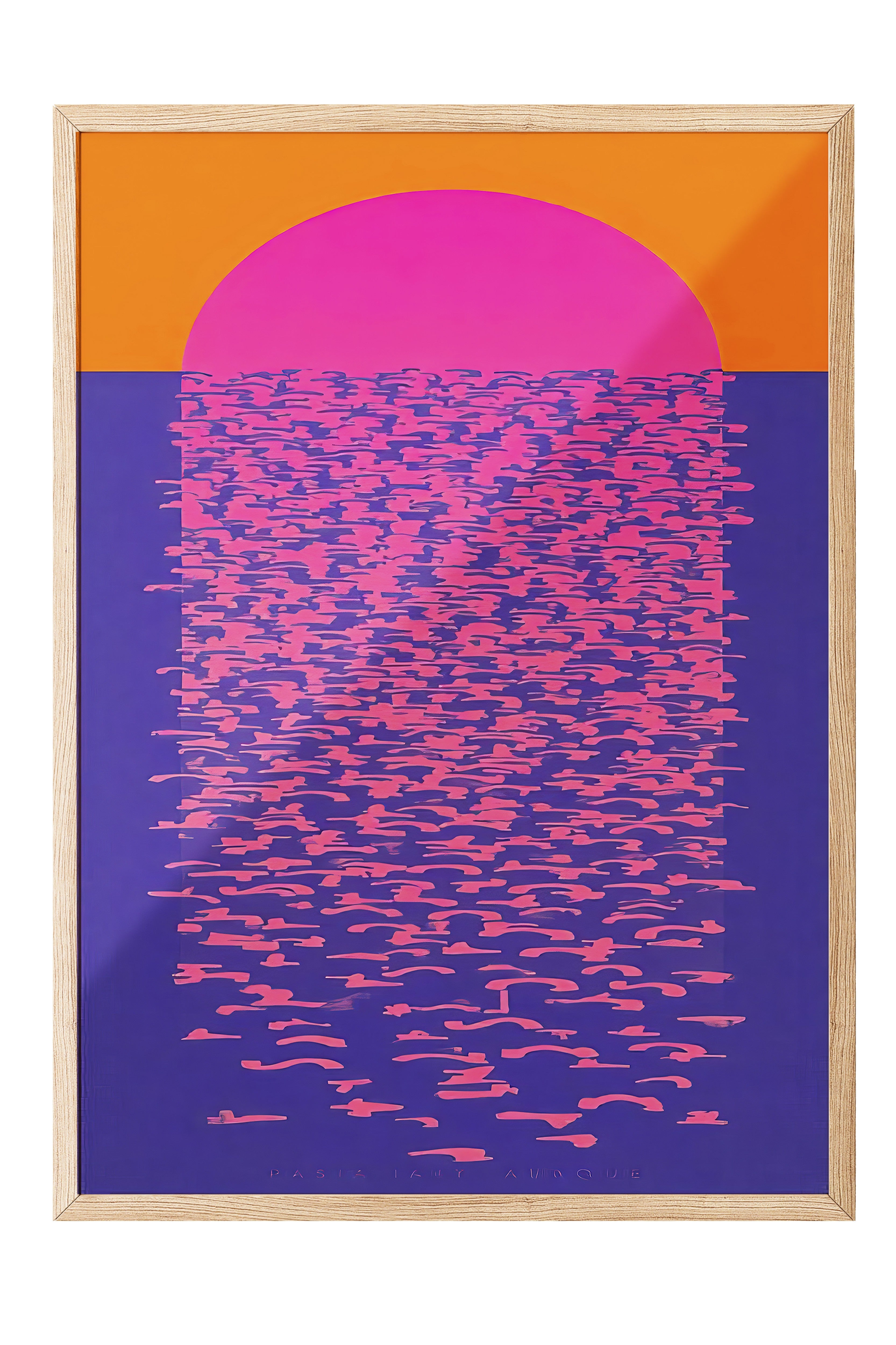 Ahşap Çerçeveli Tablo, Güneşin Yansıması, İllüstrasyon, Maximalist, Mavi Renk Poster, 2025 Yaz Seçkisi, NO:109758
