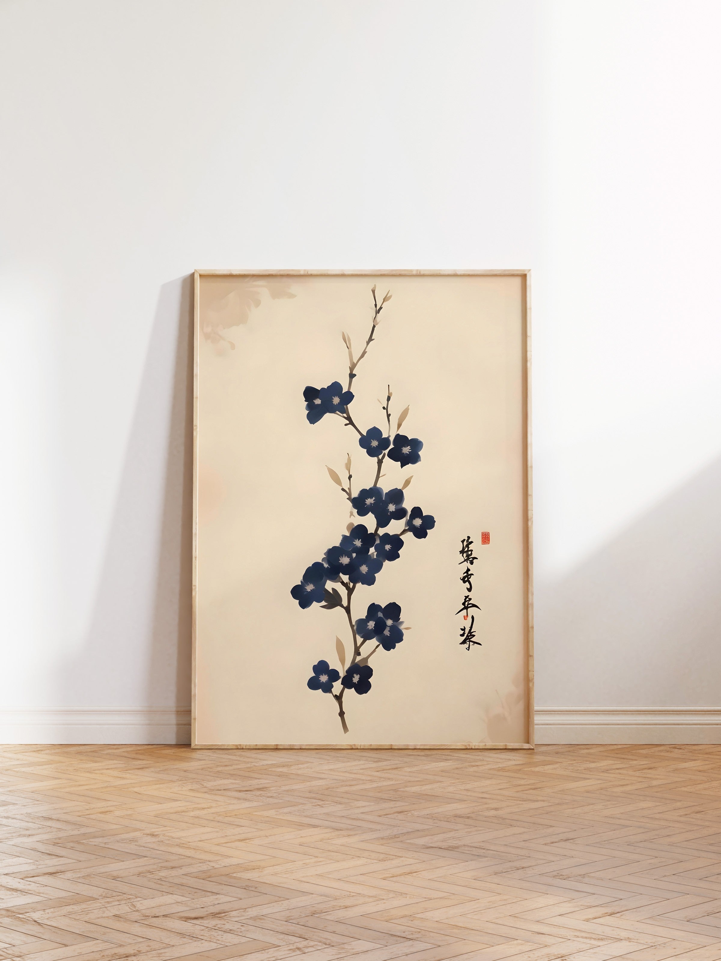 Ahşap Çerçeveli Tablo, Japanese Floral Art, Comfort Serisi Poster ve Ahşap Tablo, NO:108919