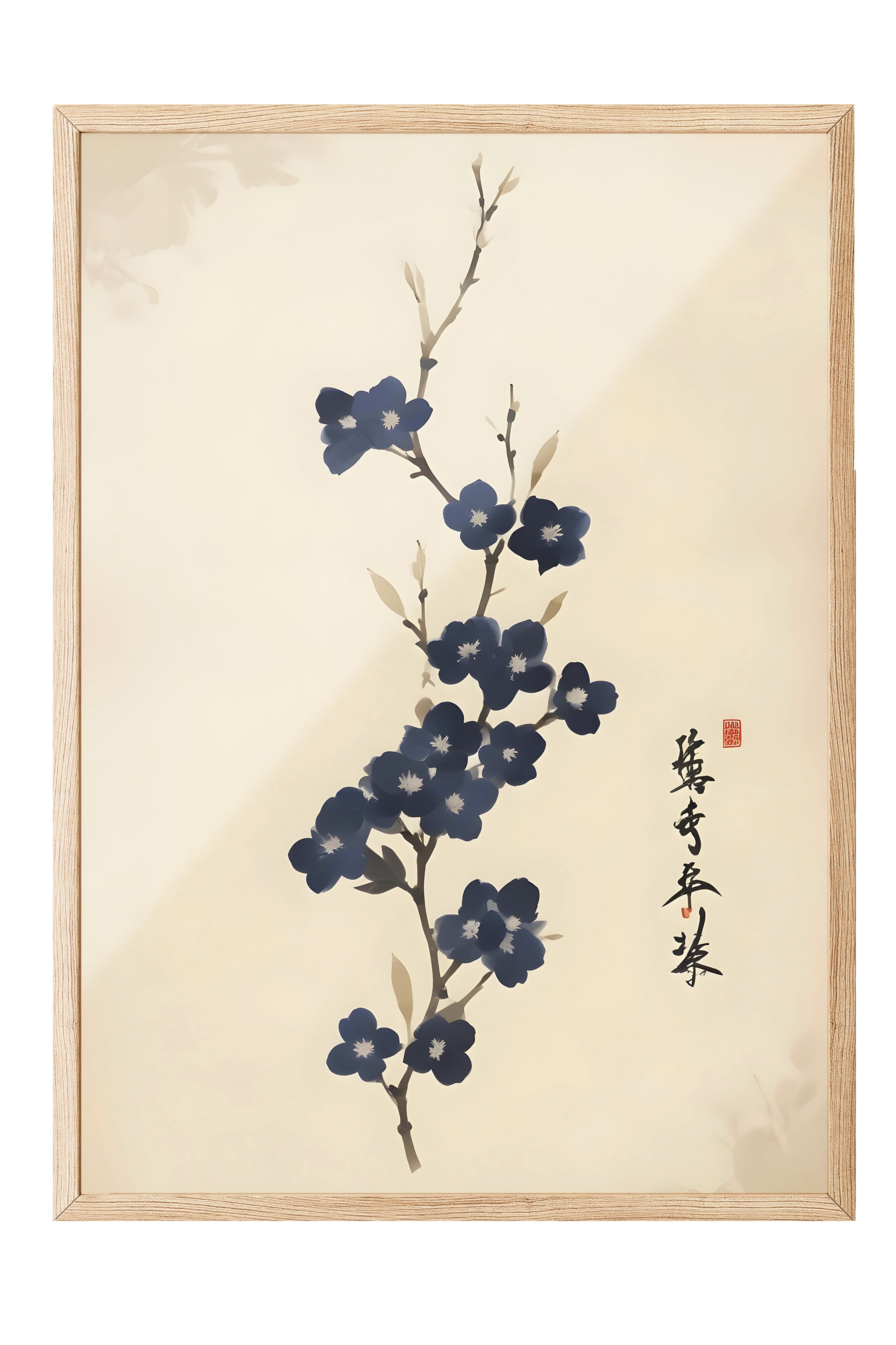 Ahşap Çerçeveli Tablo, Japanese Floral Art, Comfort Serisi Poster ve Ahşap Tablo, NO:108919