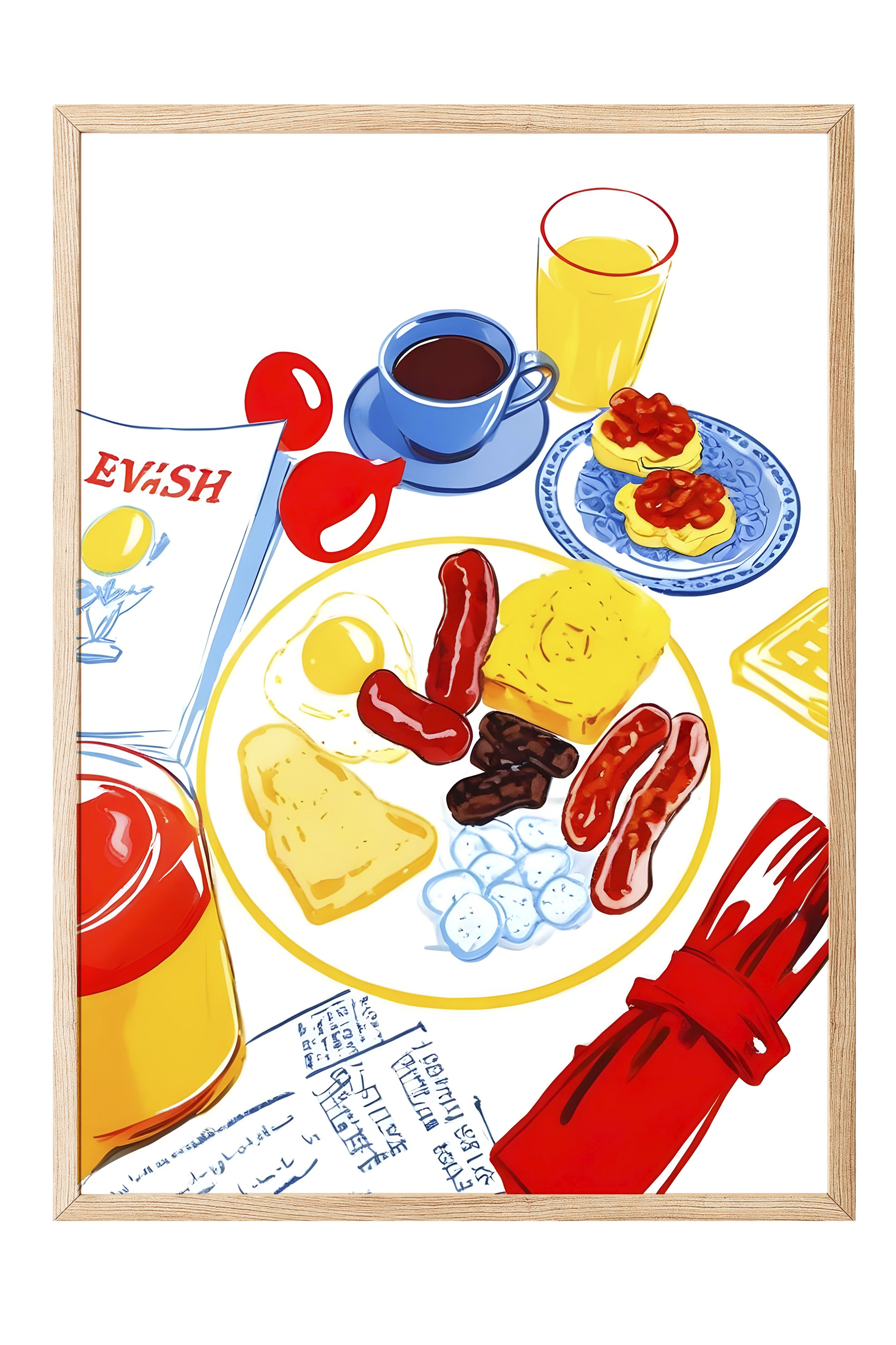 Ahşap Çerçeveli Tablo, Just A Breakfast, Comfort Serisi Mutfak Ahşap Tablo, NO:109157