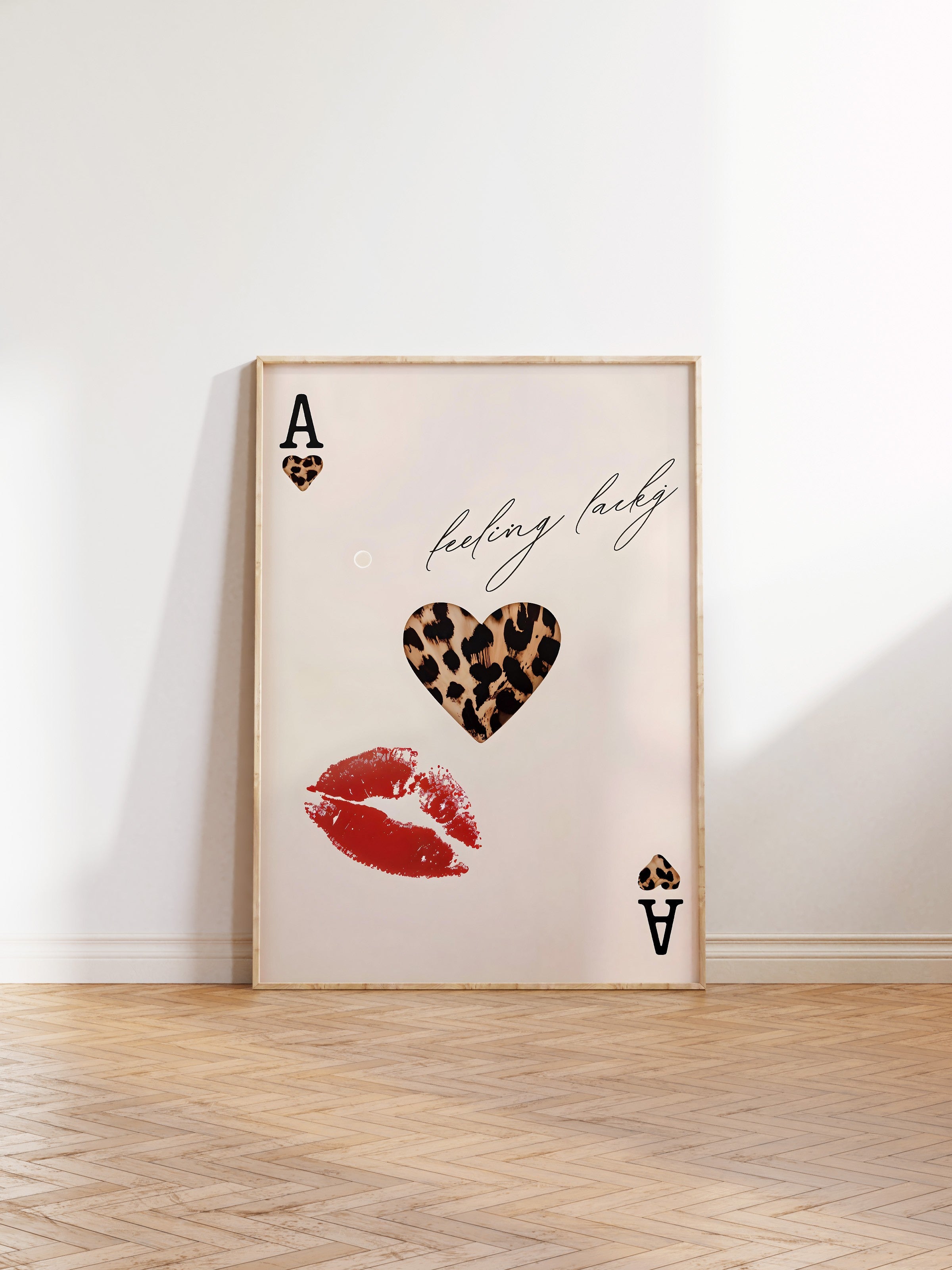 Ahşap Çerçeveli Tablo, Leopar İskambil Kartı, Comfort Serisi Poster ve Ahşap Tablo, NO:108953