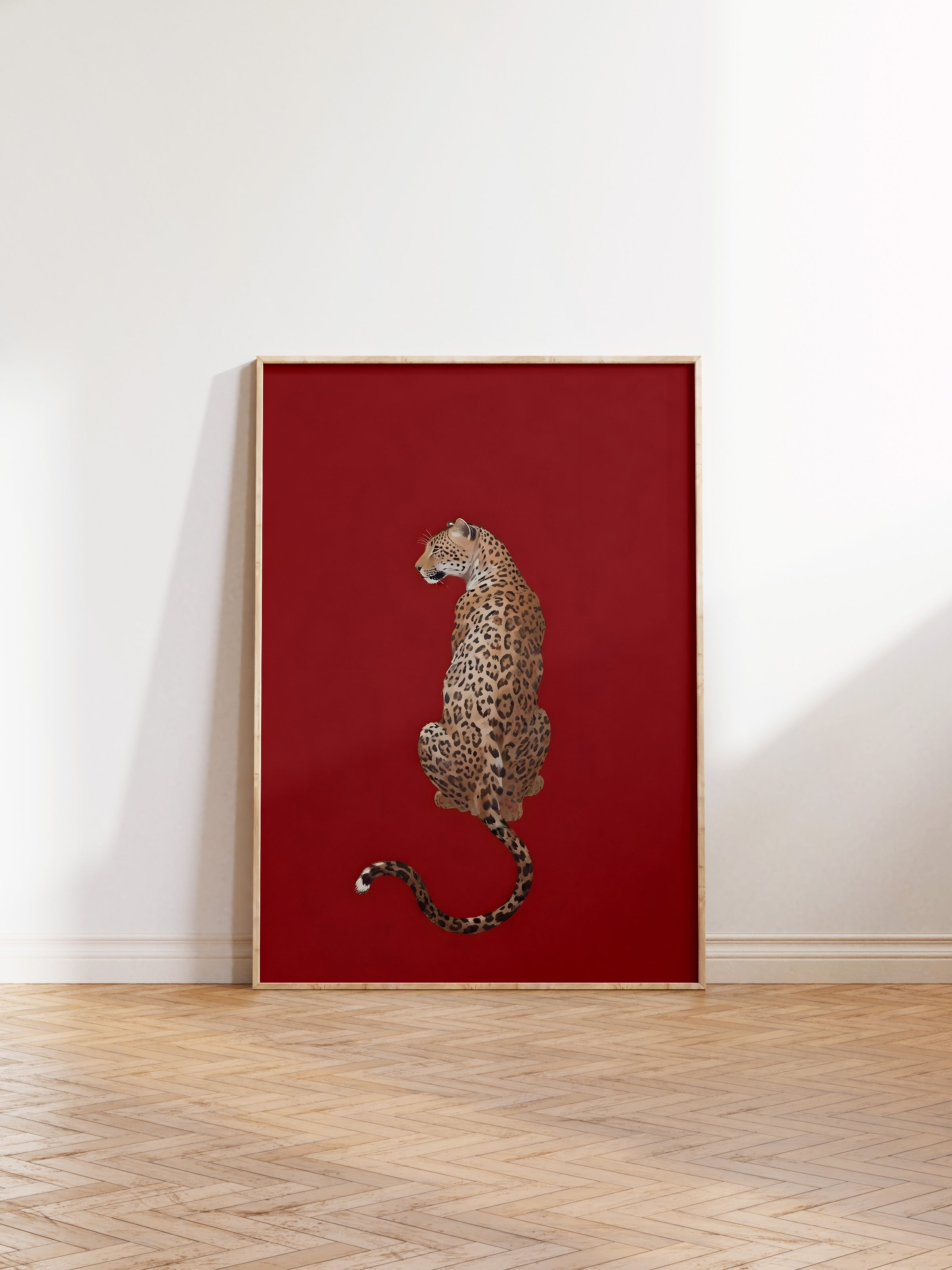 Ahşap Çerçeveli Tablo, Kırmızı Leopar, Comfort Serisi Poster ve Ahşap Tablo, NO:108954