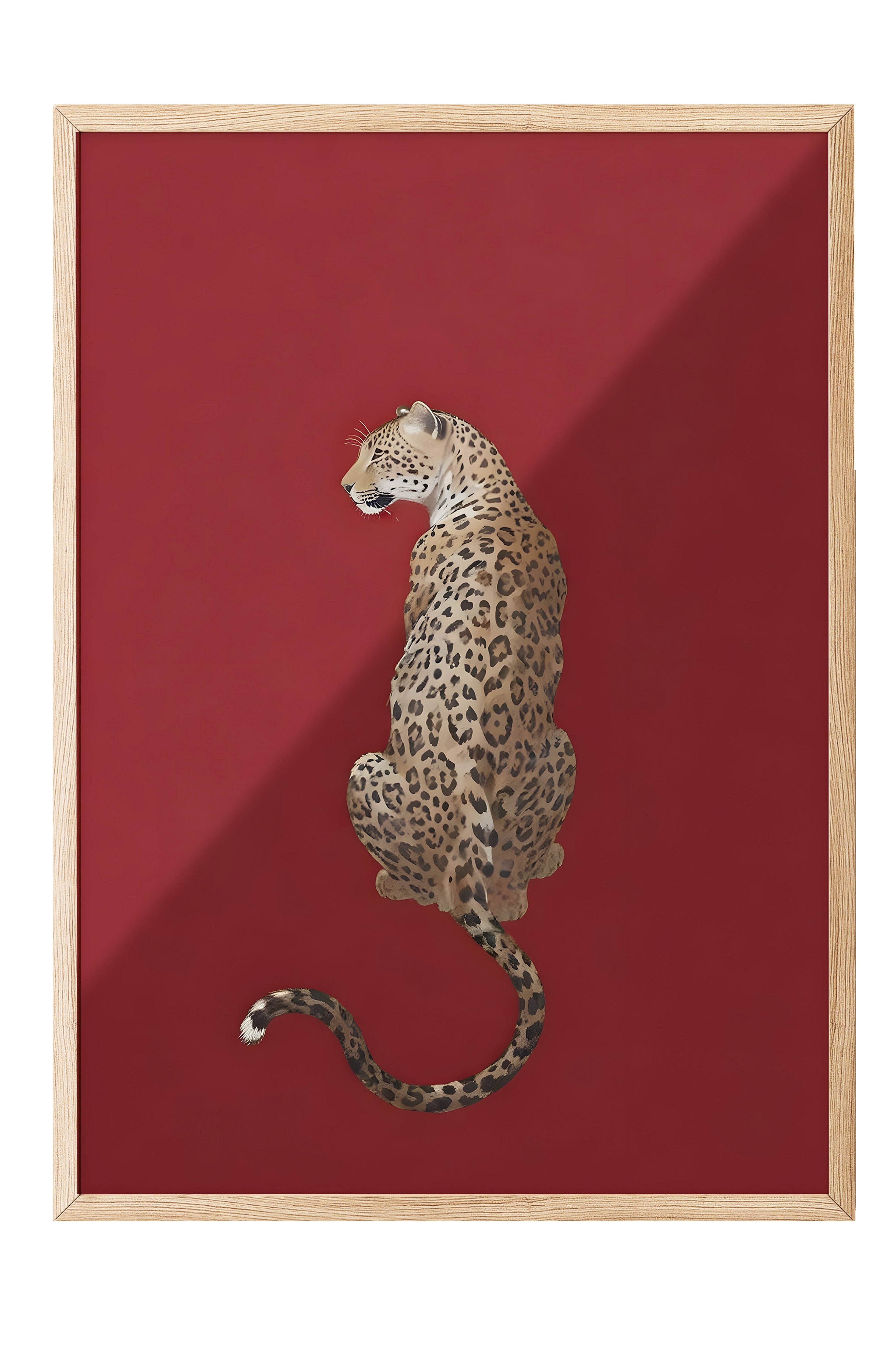 Ahşap Çerçeveli Tablo, Kırmızı Leopar, Comfort Serisi Poster ve Ahşap Tablo, NO:108954