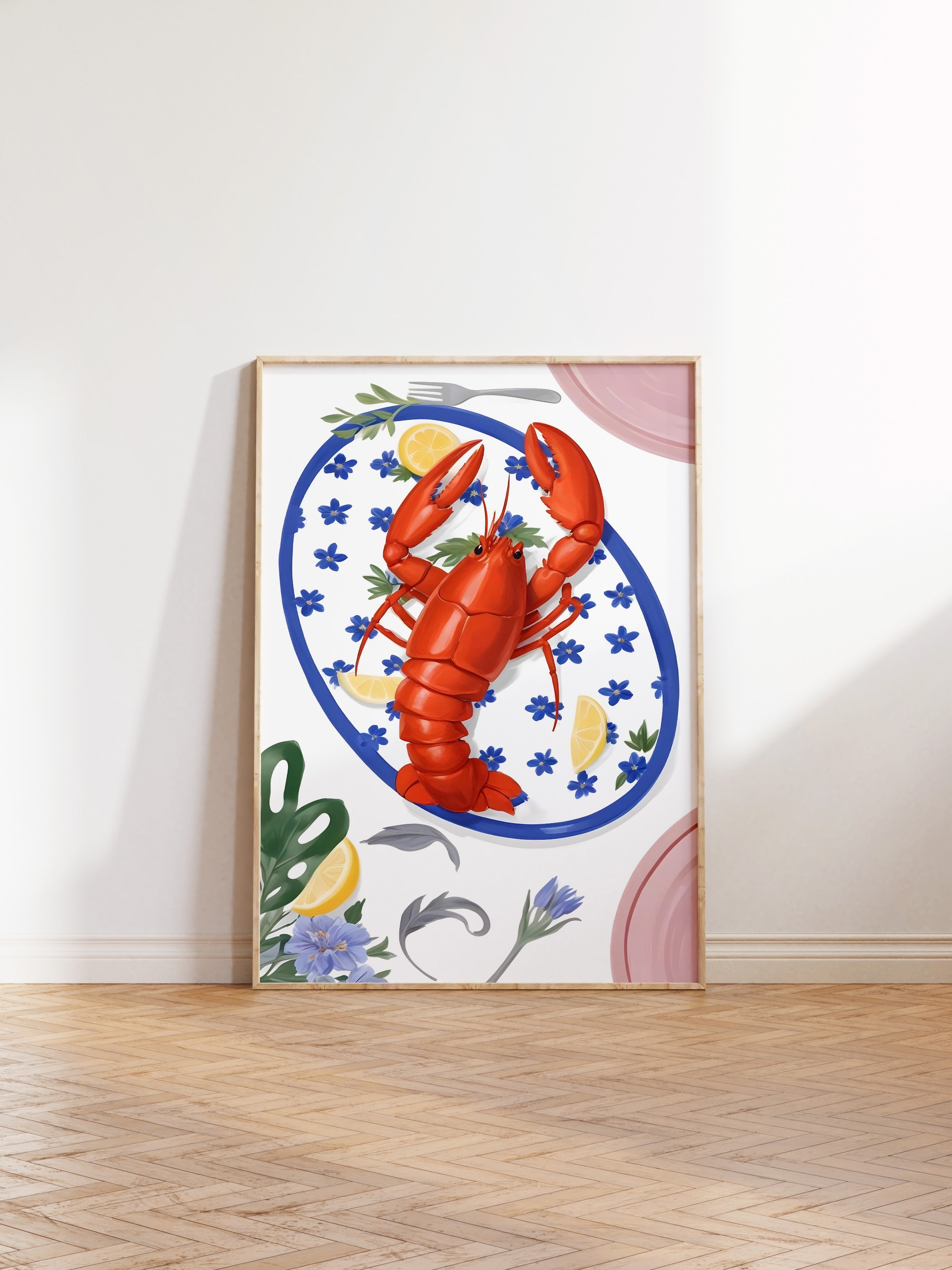 Ahşap Çerçeveli Tablo, Lobster, Comfort Serisi Mutfak Ahşap Tablo, NO:109079