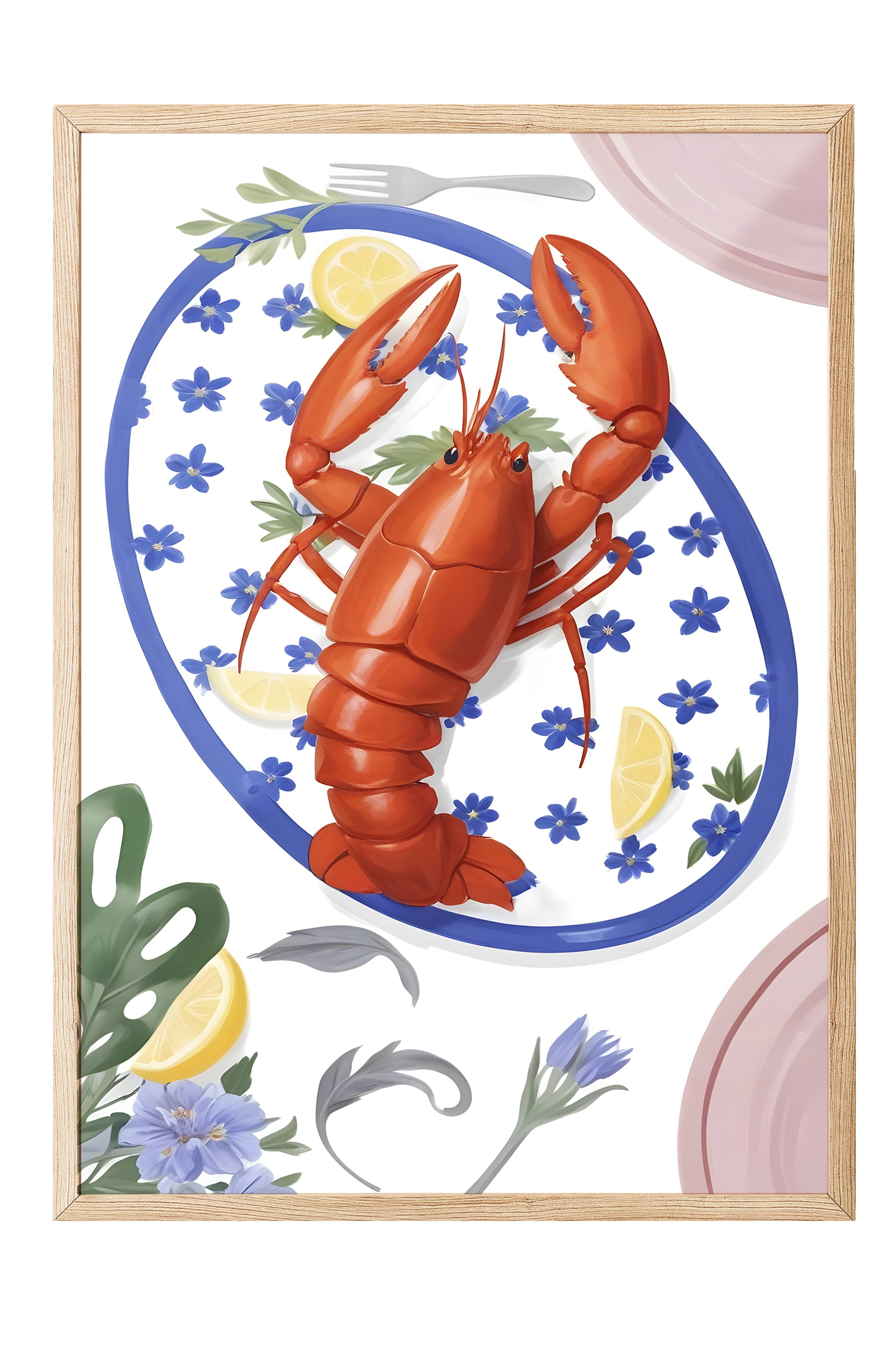 Ahşap Çerçeveli Tablo, Lobster, Comfort Serisi Mutfak Ahşap Tablo, NO:109079