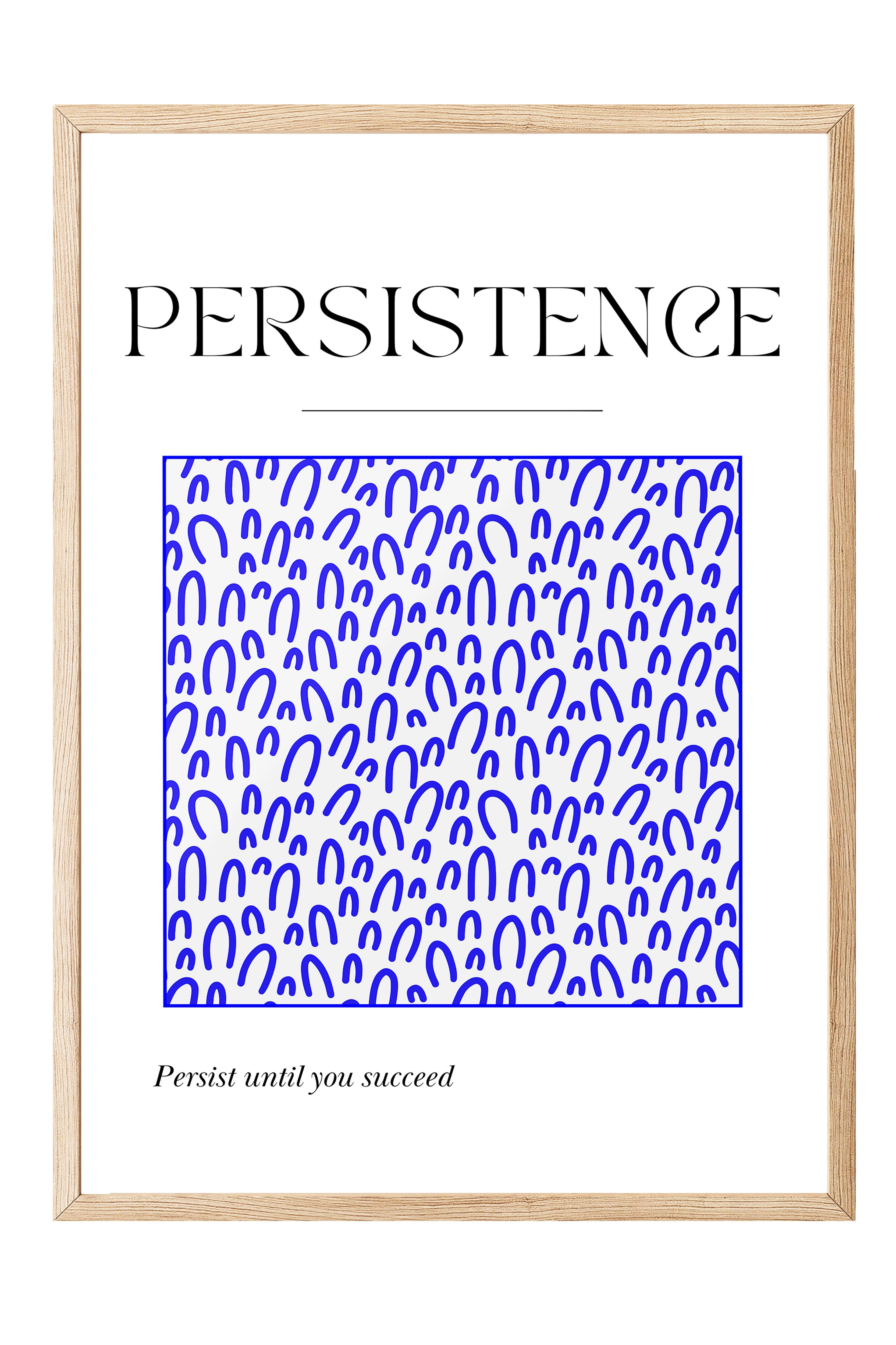 Ahşap Çerçeveli Tablo, Metin, Desen, Minimalist, Typography-Based, Beyaz, Mavi Renk Poster, 2025 Yaz Seçkisi, NO:109850