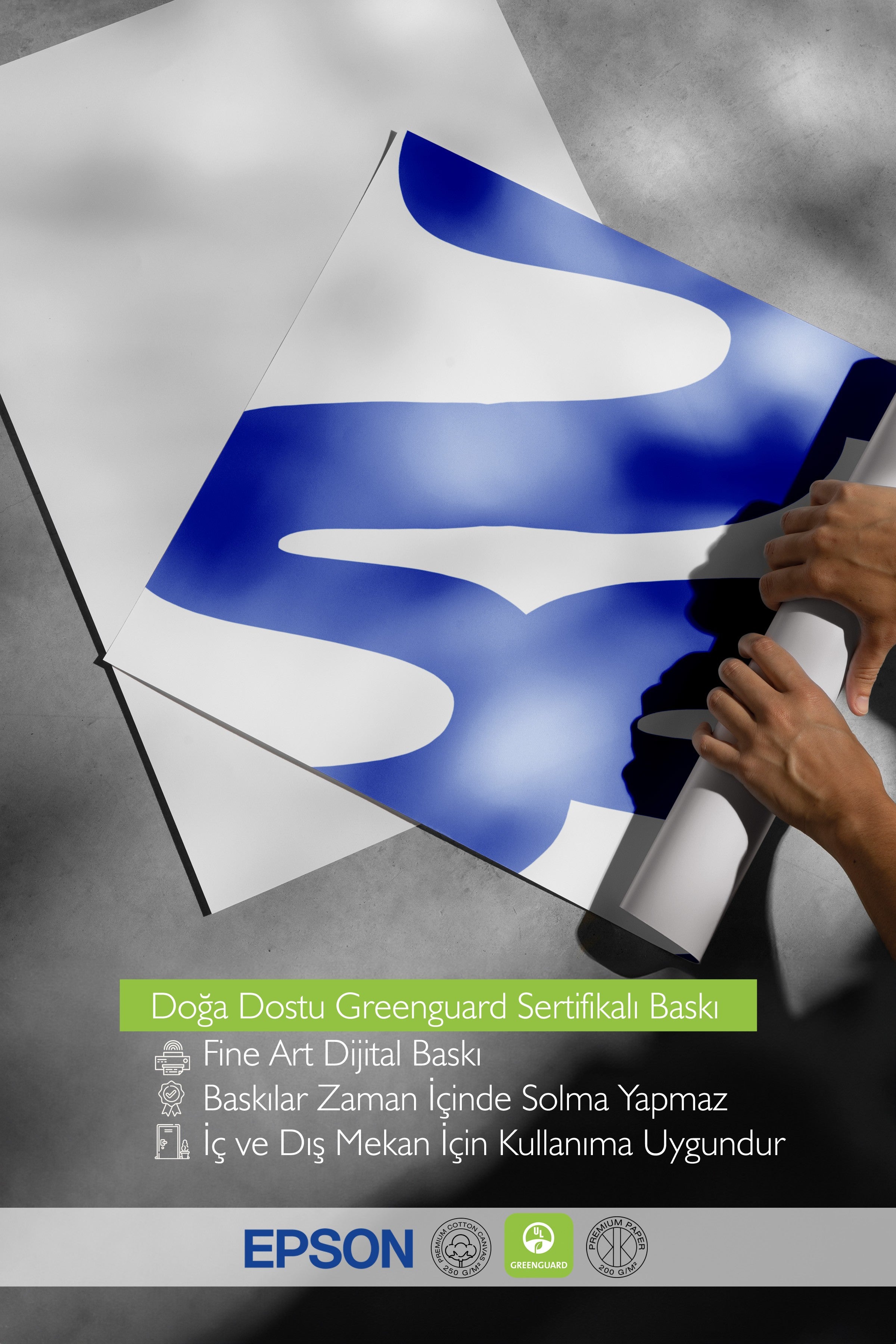 Ahşap Çerçeveli Tablo, Metin, Minimalist, Düz İllüstrasyon, Mavi, Beyaz Renk Poster, 2025 Yaz Seçkisi, NO:109821